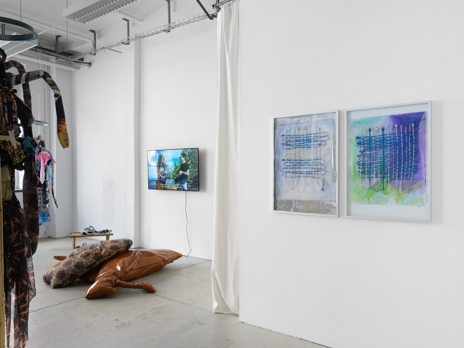 Exhibition View, 'Cripto Sirenas', Anna Ehrenstein with Sunny Pfalzer, Lucy Tomasino, Alexa Evangelista and Josh Davila, 2025