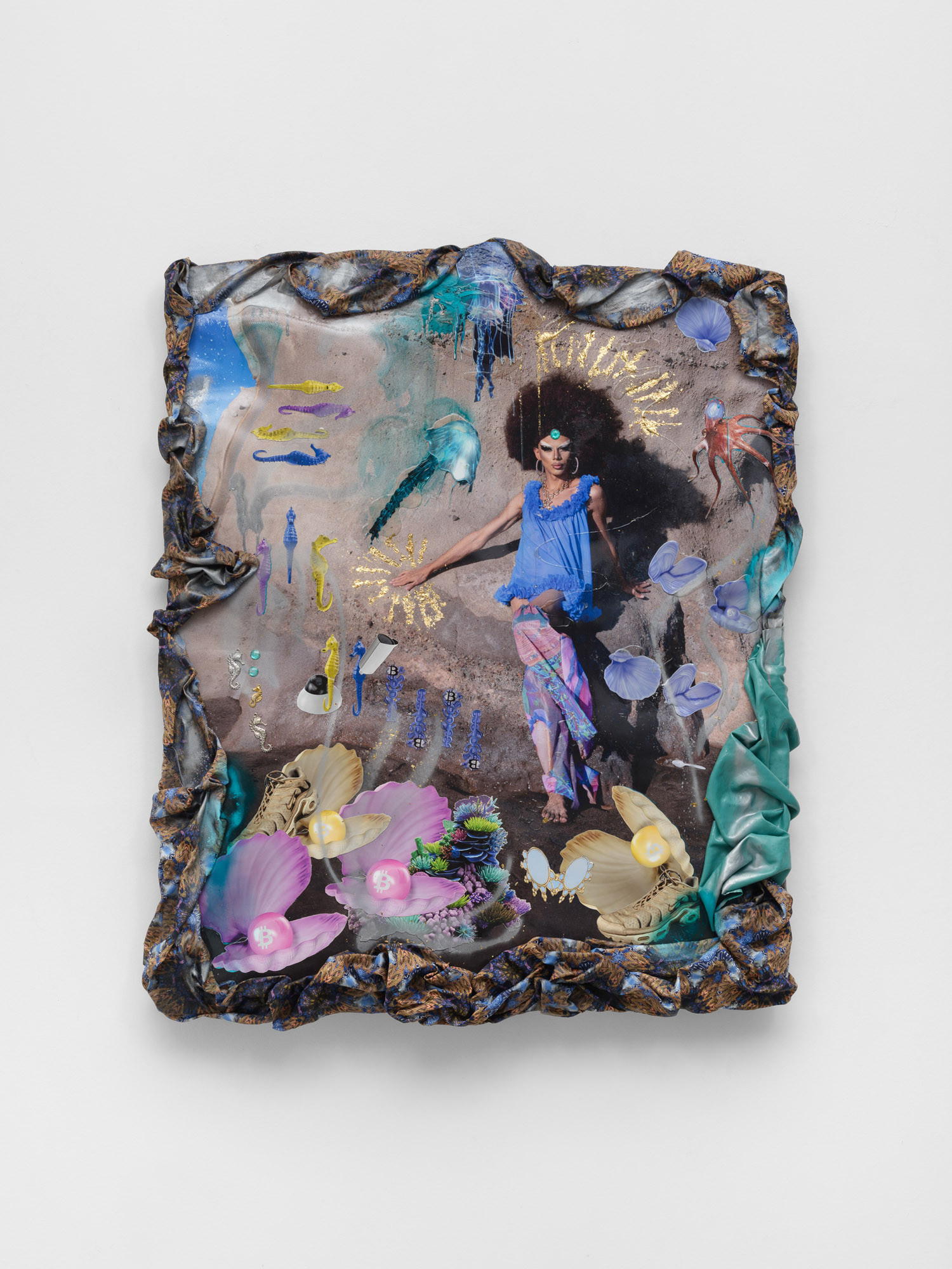 Anna Ehrenstein Ocean Sirena, 2024 Gouache, acryl on canvas, Fabric 125 x 105 cm