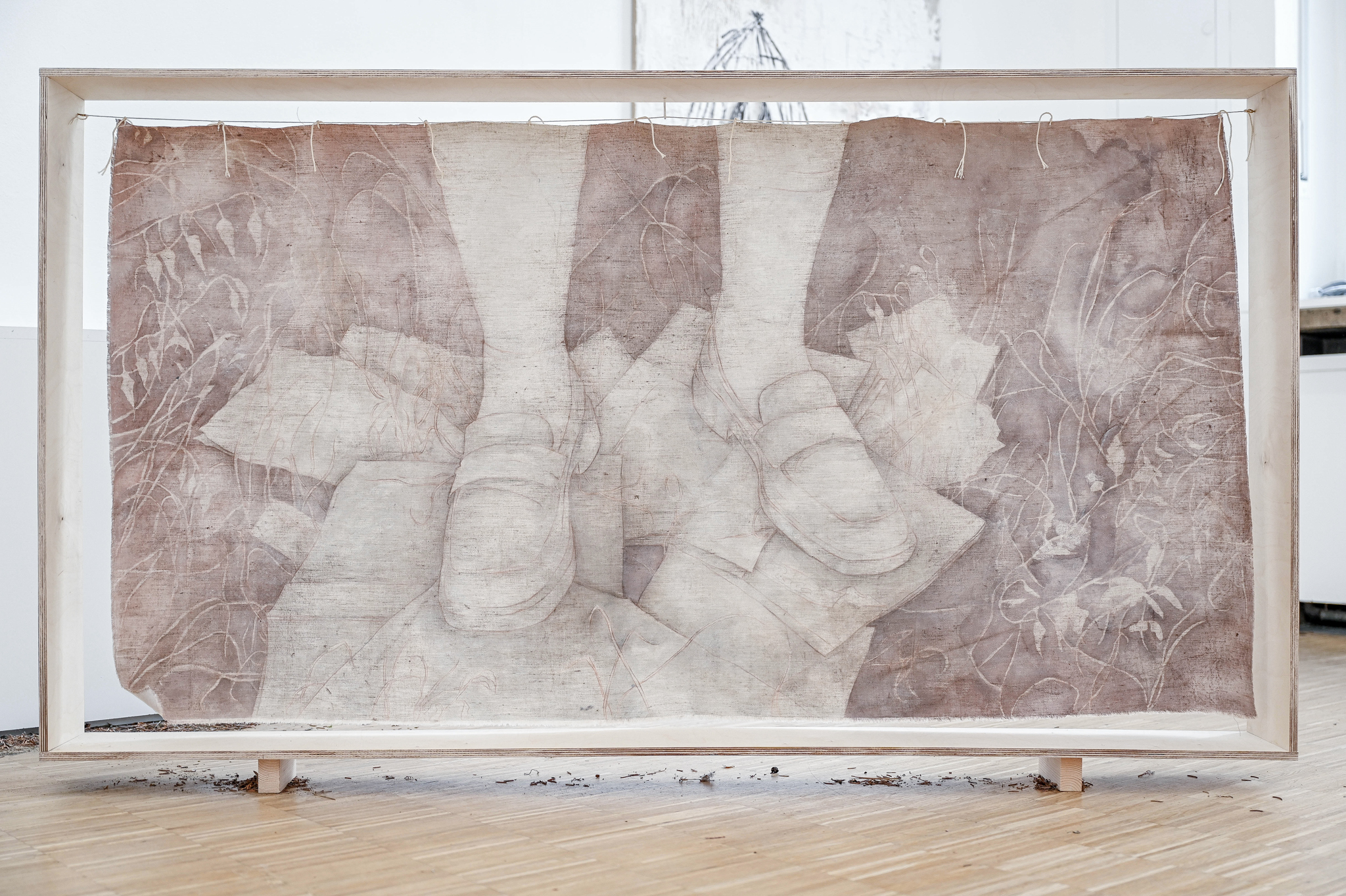Klaudia Figura, Negative Sentiment, 164 x 90 cm, oil on canvas, crayon, pastel