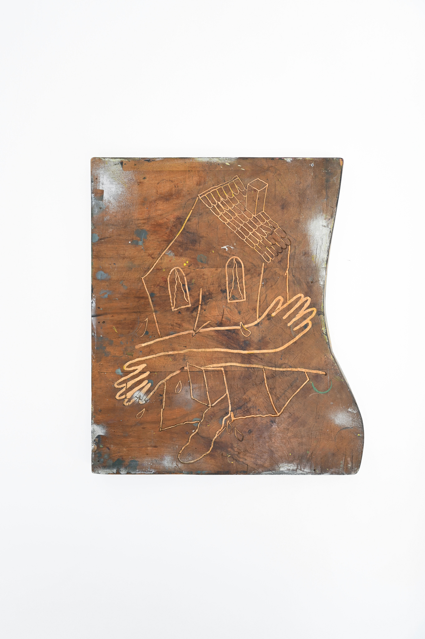 Paweł Marcinek, Sick House, 2024, 67 x 58 cm, furniture, acrylic, spray paint