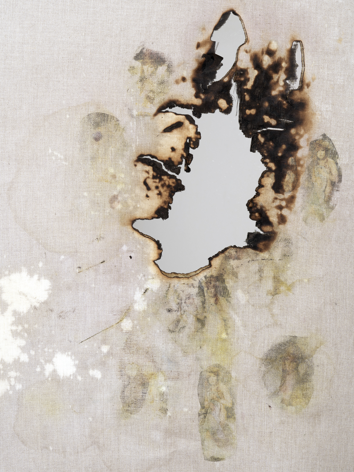 Douglas Gordon, Belongs to... (detail), 2020, gesso and mixed media on canvas, 111.8 x 111.8 x 5 cm, unique