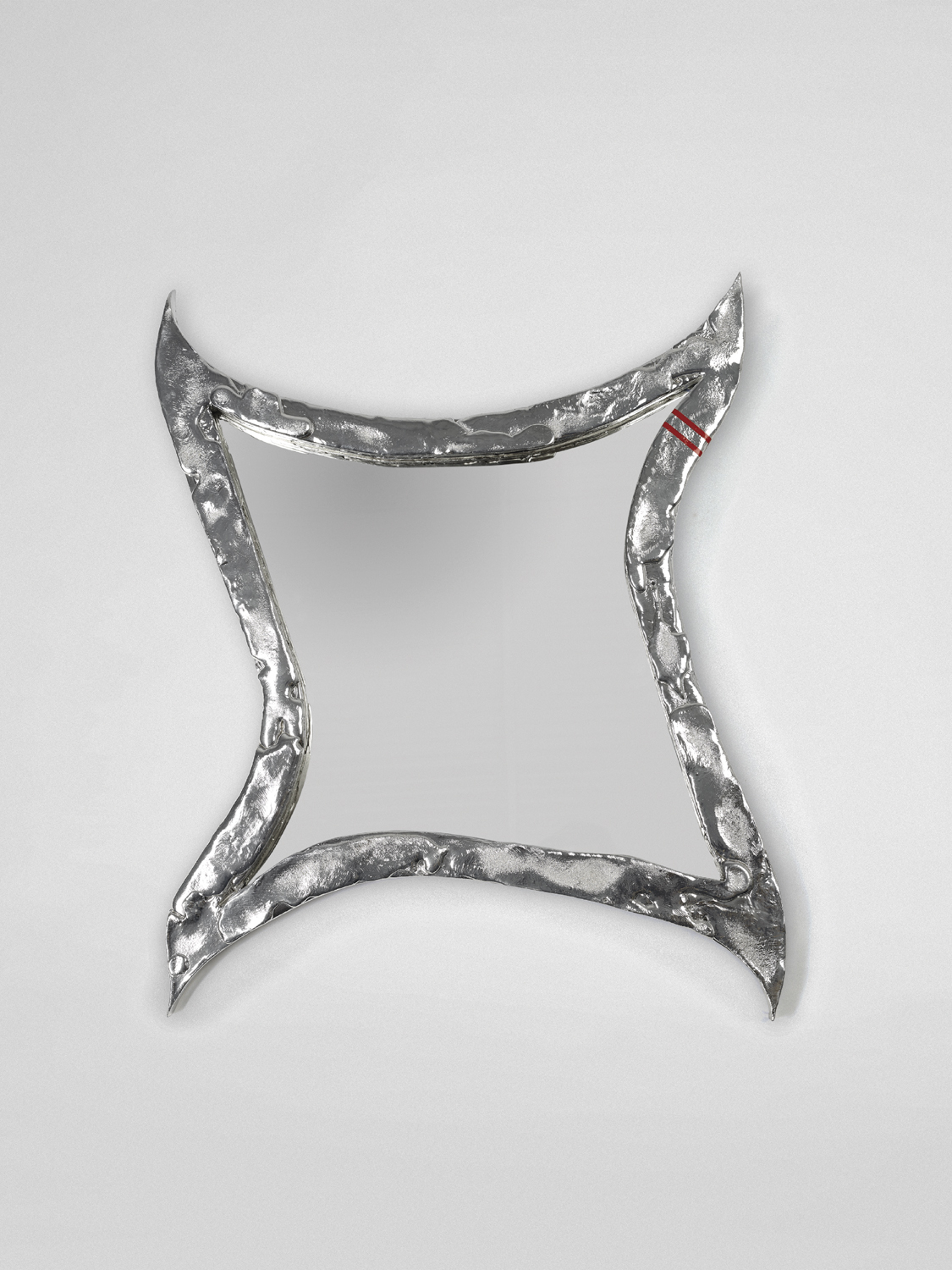 Dozie Kanu, Proper Distraction (Mirror), 2019, chrome painted alumini um and glass mirror, acrylic paint, 86.4 x 67.3 x 4.5 cm, unique