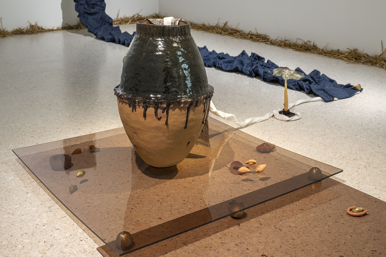 Eve Tagny, In the Underbelly of a Kernel, 2025, Installation view, Westfälischer Kunstverein, Münster, Photo: Thorsten Arendt