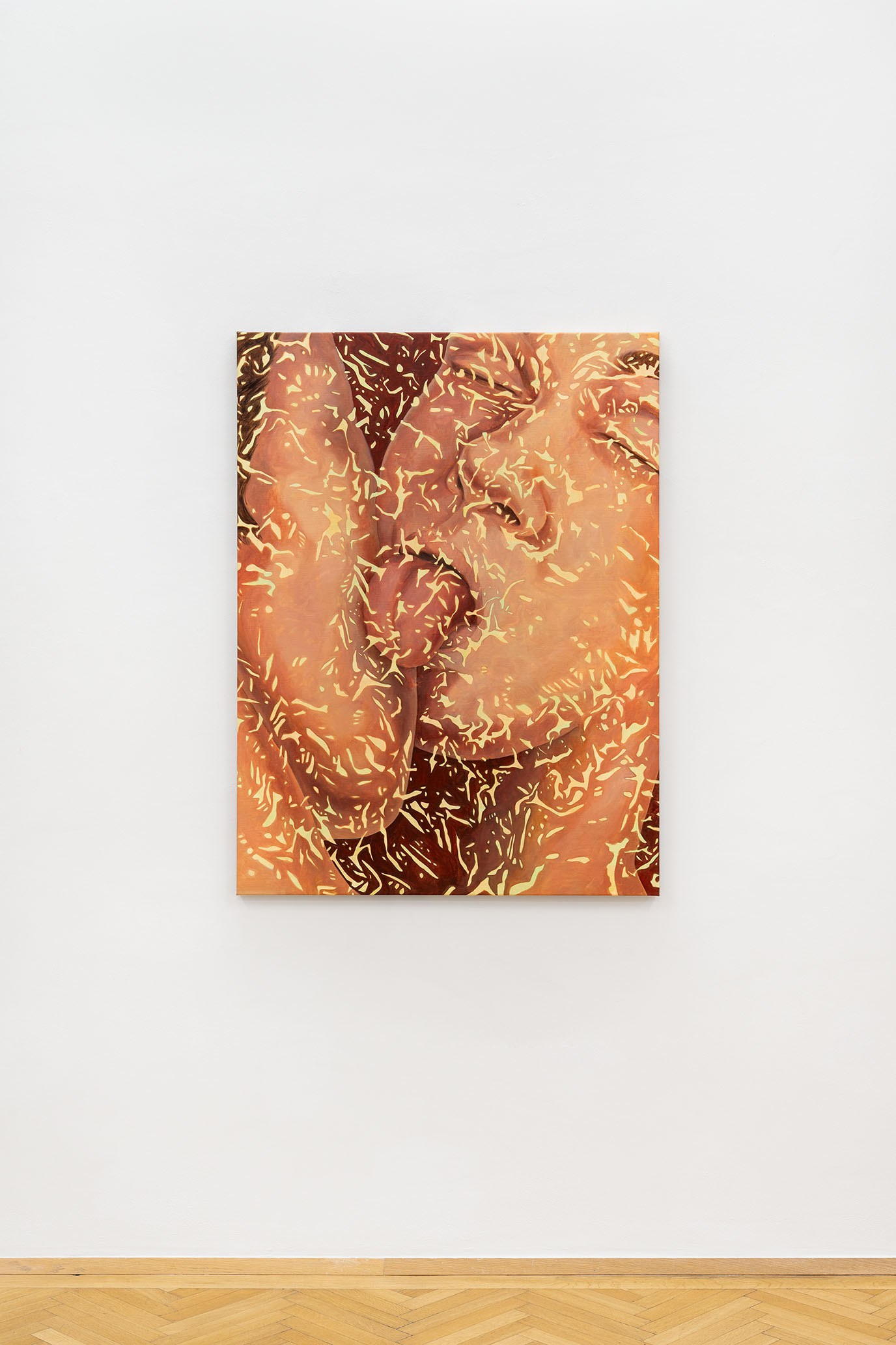 Minda Andrén,Long inhale, long exhale, 2025. Oil, Chinese ink, pigmented gesso on canvas, 120 x 90 cm