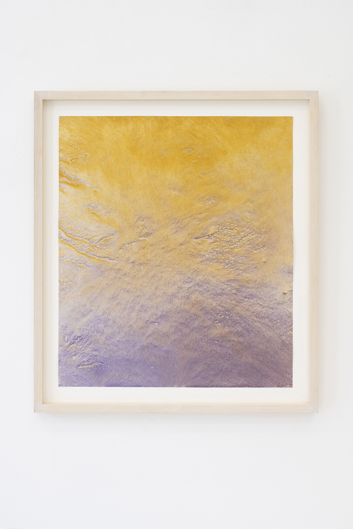 Fanny Hellgren, "Landmass 1," 2023 (Pigment and binder on paper, frame, 59 x 52 cm).