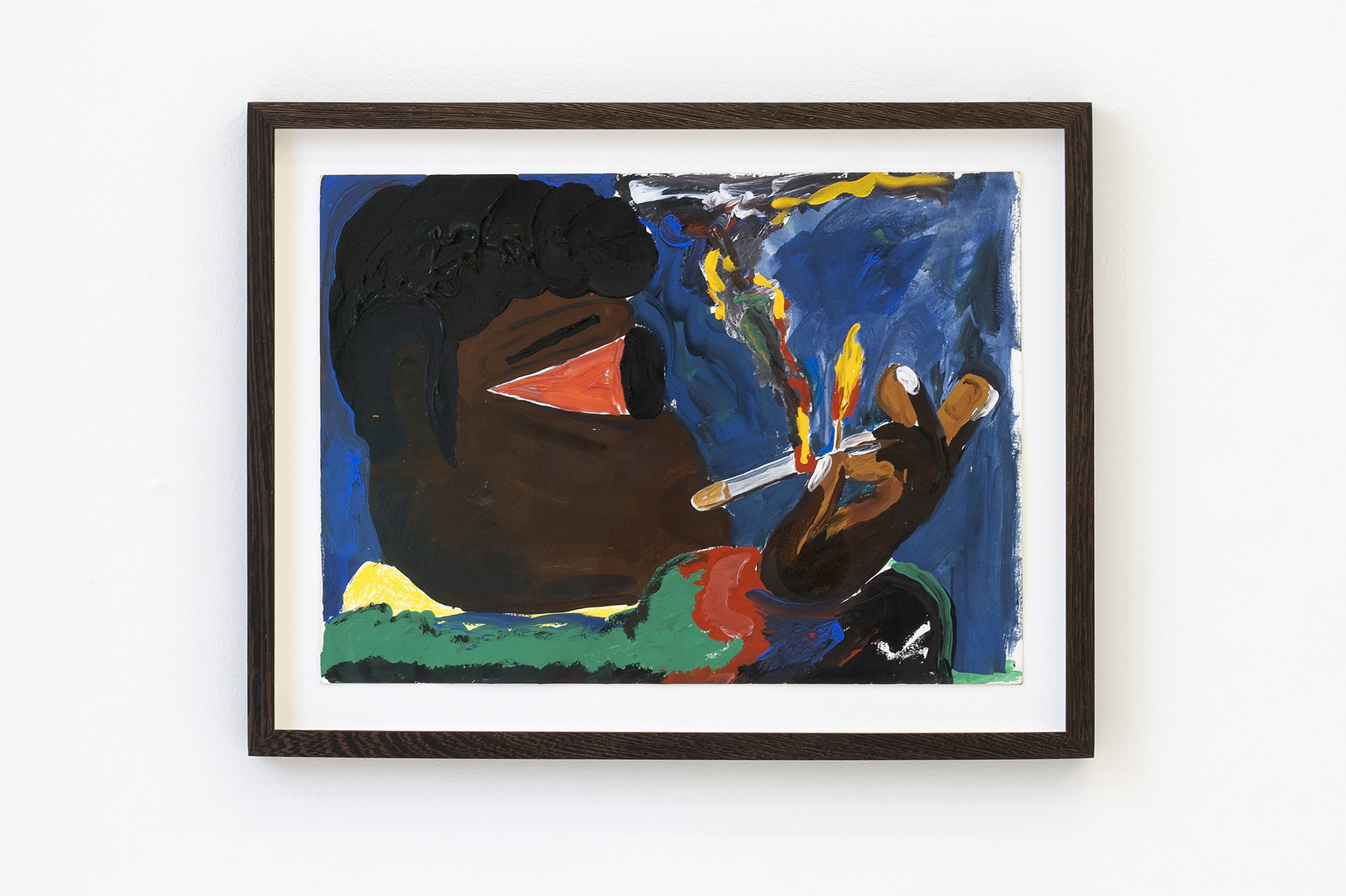 Devin Troy Strother, "flaming hawt," 2023 (Acrylic on paper, frame, 35,5 x 45,5 cm).