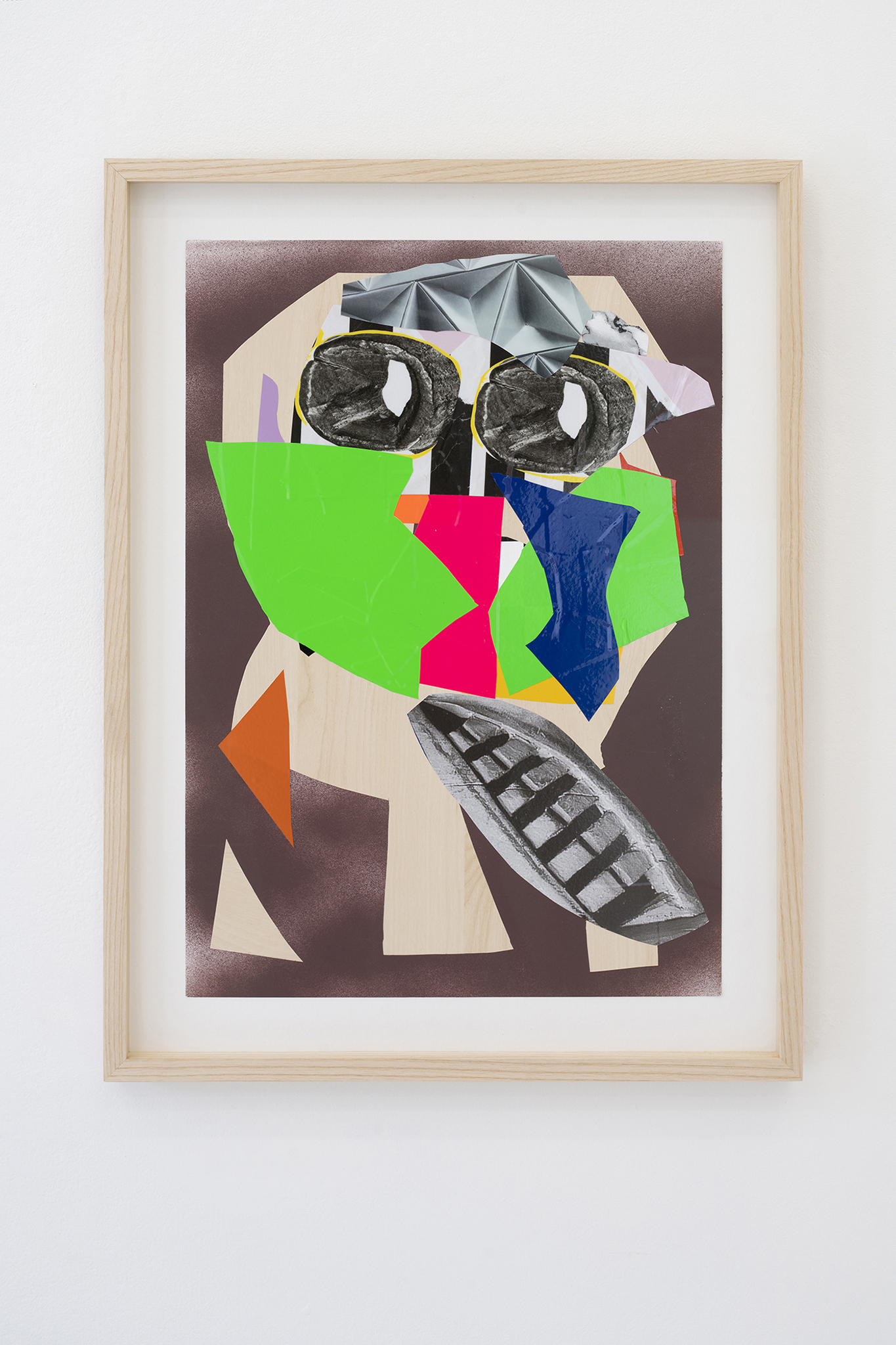 Eric Magassa, "SPELLS (ongoing series)," 2024 (Collage, vinyl film and spray paint on acid-free paper, frame, 50 x 38 cm).