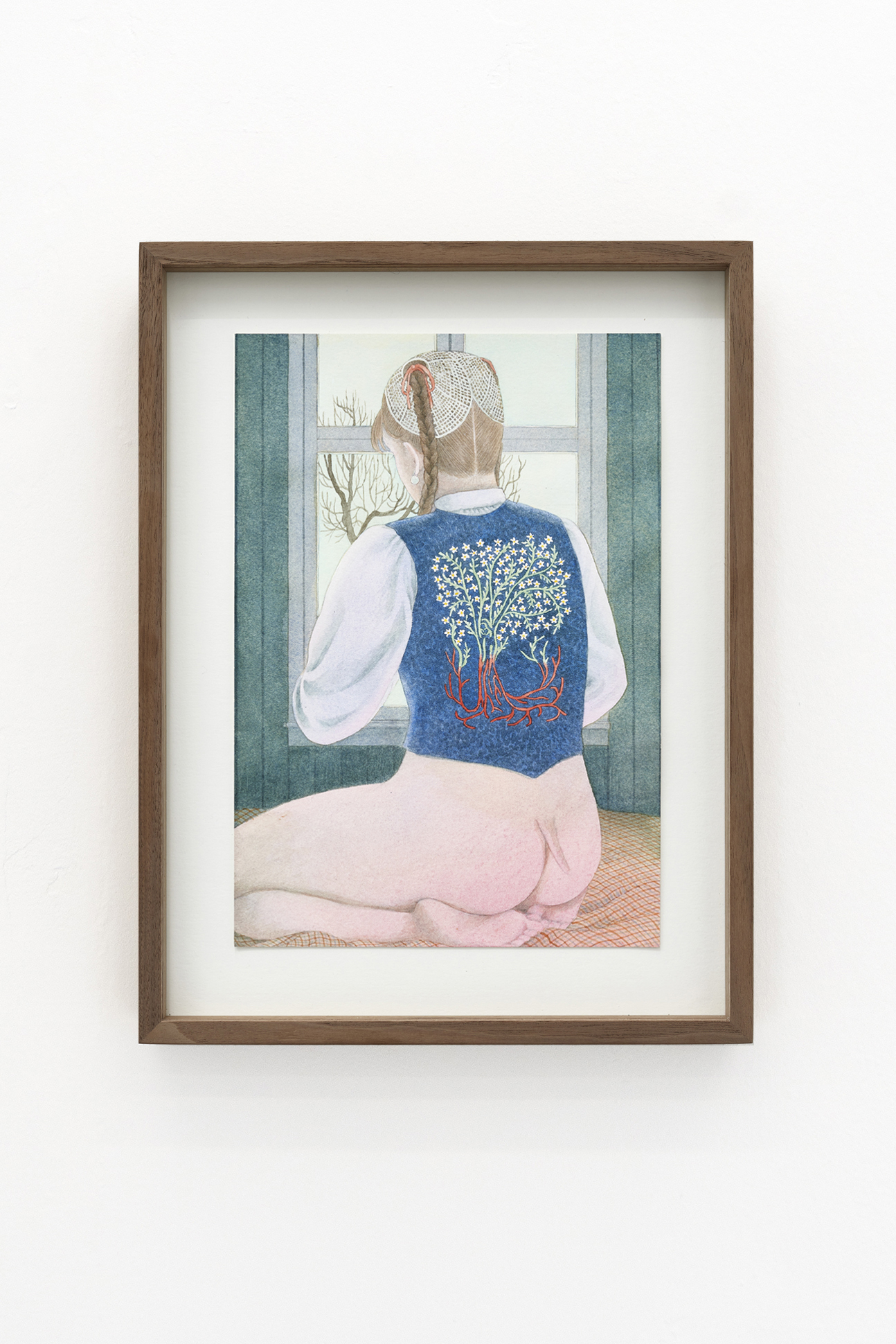 Oda Sønderland, "Solveig," 2023 (Watercolour and gouache on paper, frame, 32,5 x 24,5 cm).
