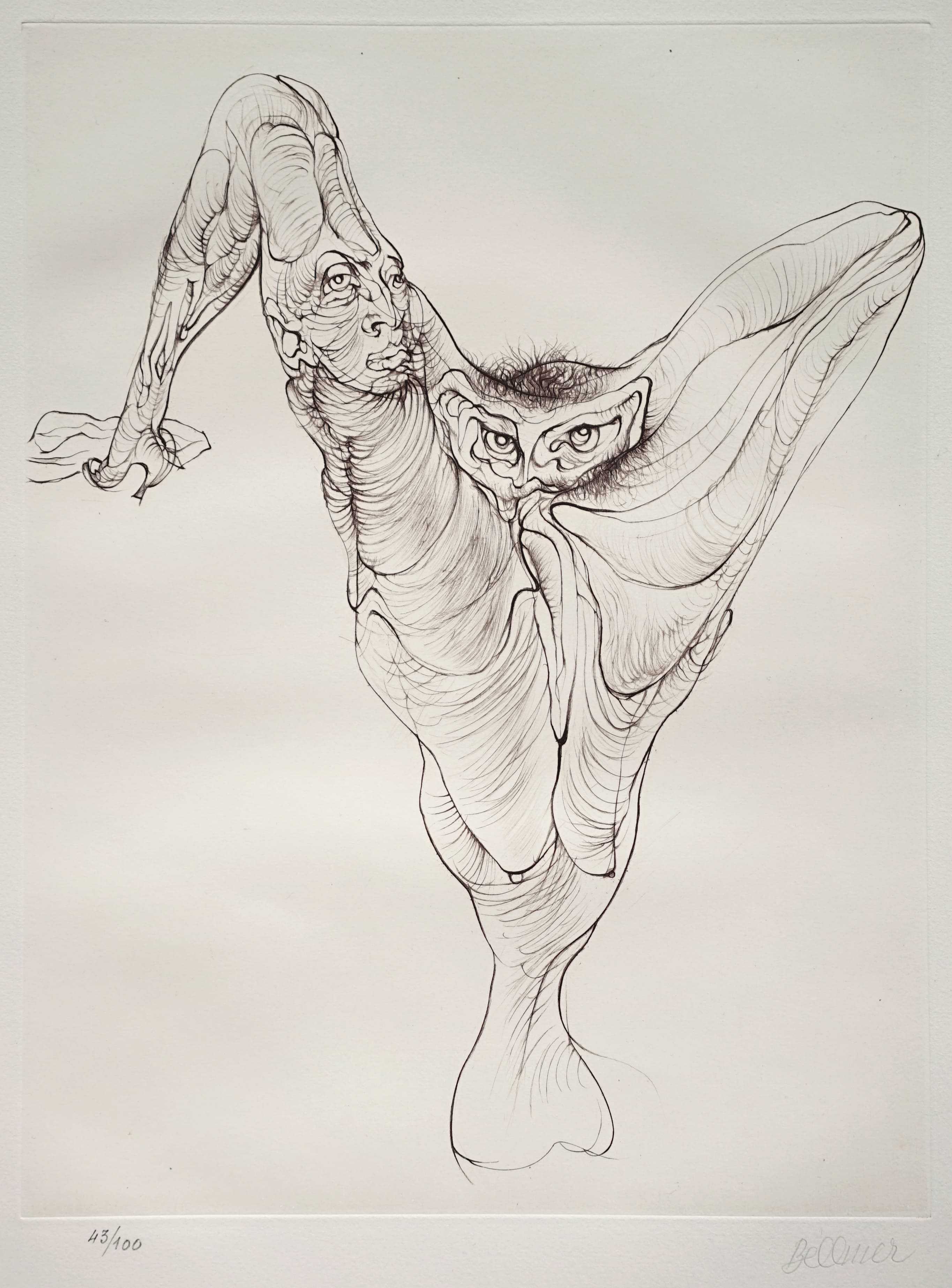 Hans Bellmer, Sexe oiseau ou Vase naturel, 1968, etching, plate size 32 x 24 cm, paper size 57 x 45 cm