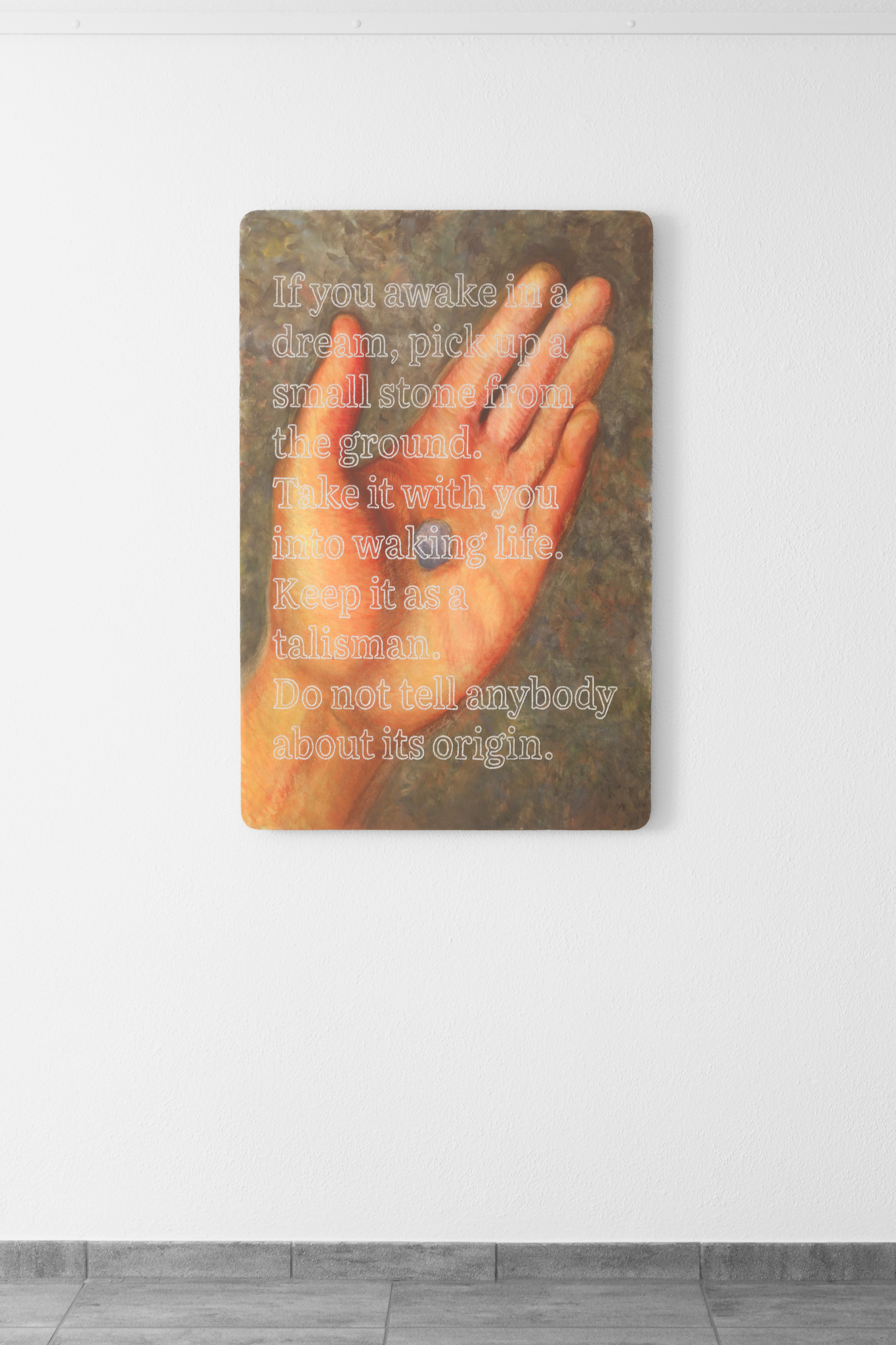 Christopher Friess, Reality Check: talisman, 2025, Fresco, sgraffito on mineral board, 120 × 80 cm