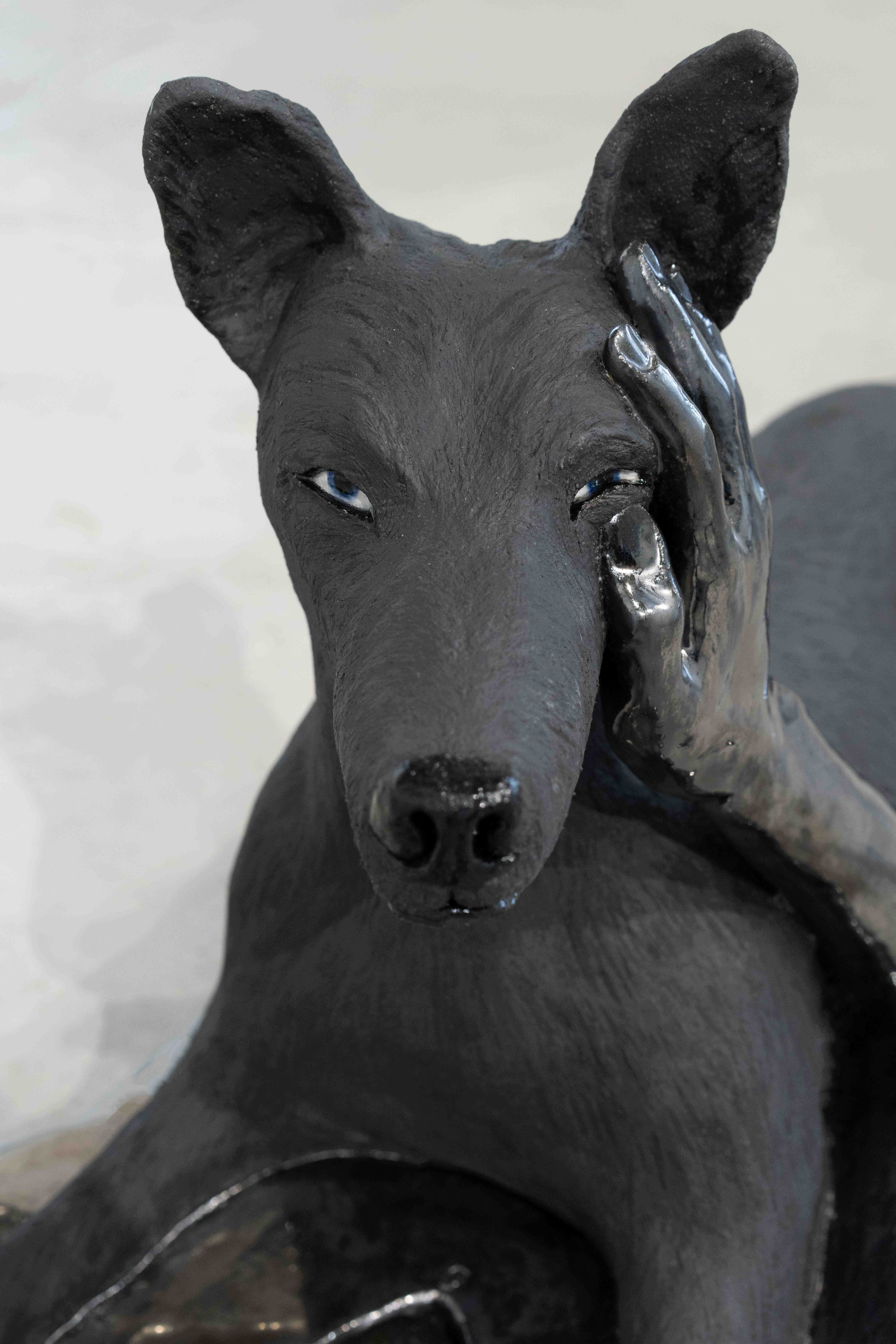 Elizabeth Jaeger, Resent the Sky, 2025. Blackened steel, ceramic. Installation view. Courtesy of the artist and Klemmâs, Berlin. Photo Joanna Wilk
