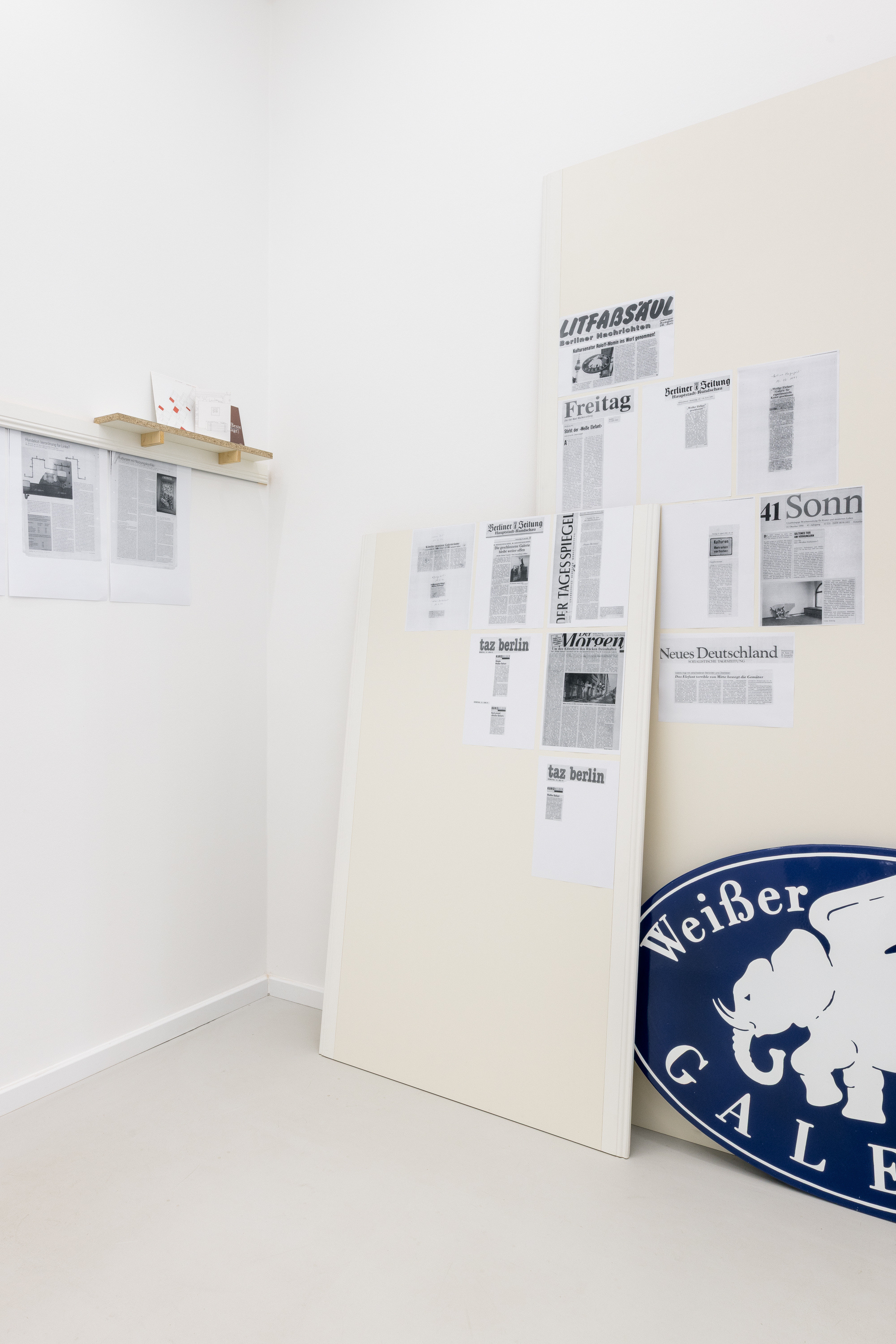 Archival materials of galerie weisser elefant. Photo: Jannis Uffrecht