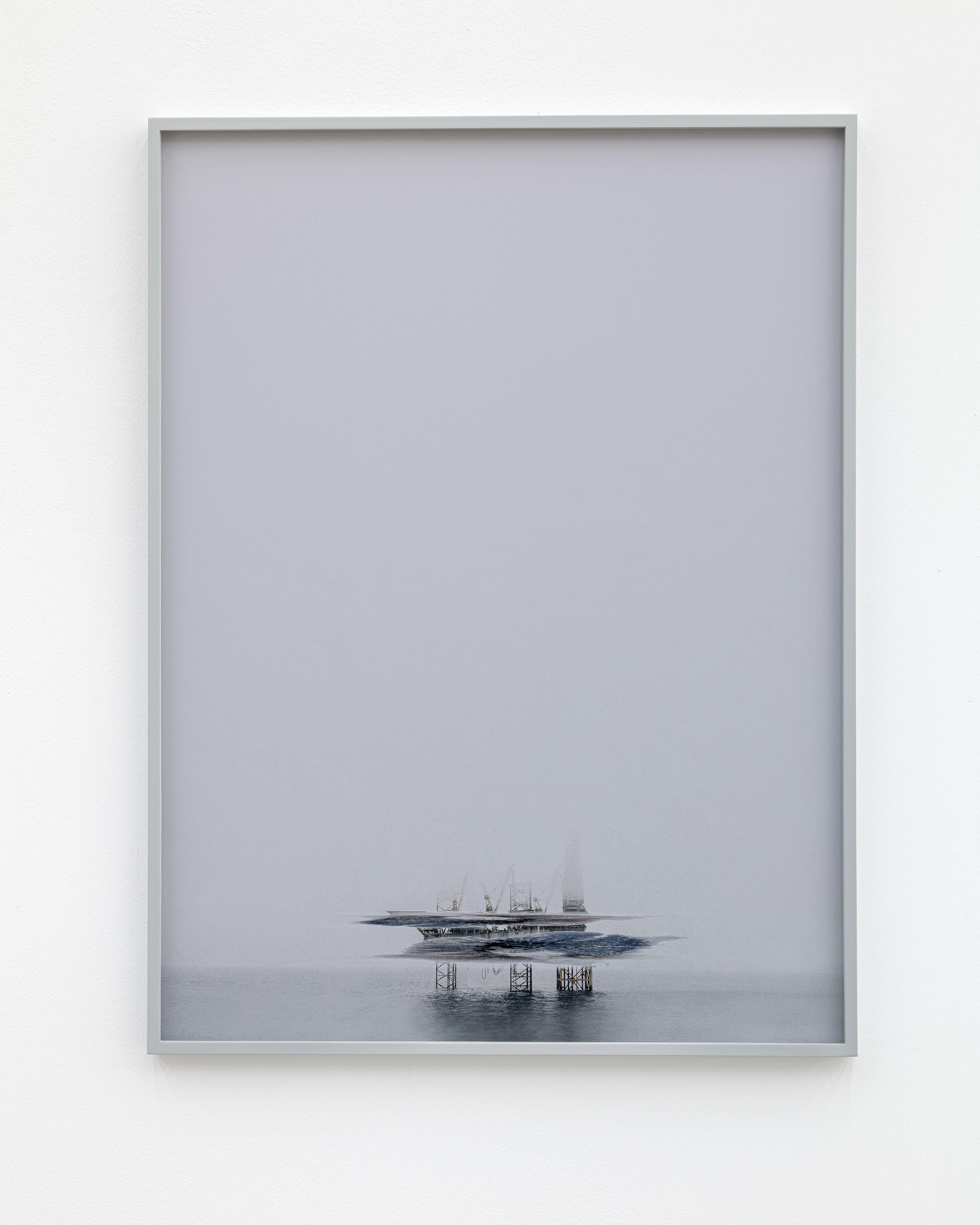Anna Vogel, we drift like worried fire, 2025, pigment print, ink, varnish, frame finished in light gray, 80 Ă 60 cm, (3 variations)