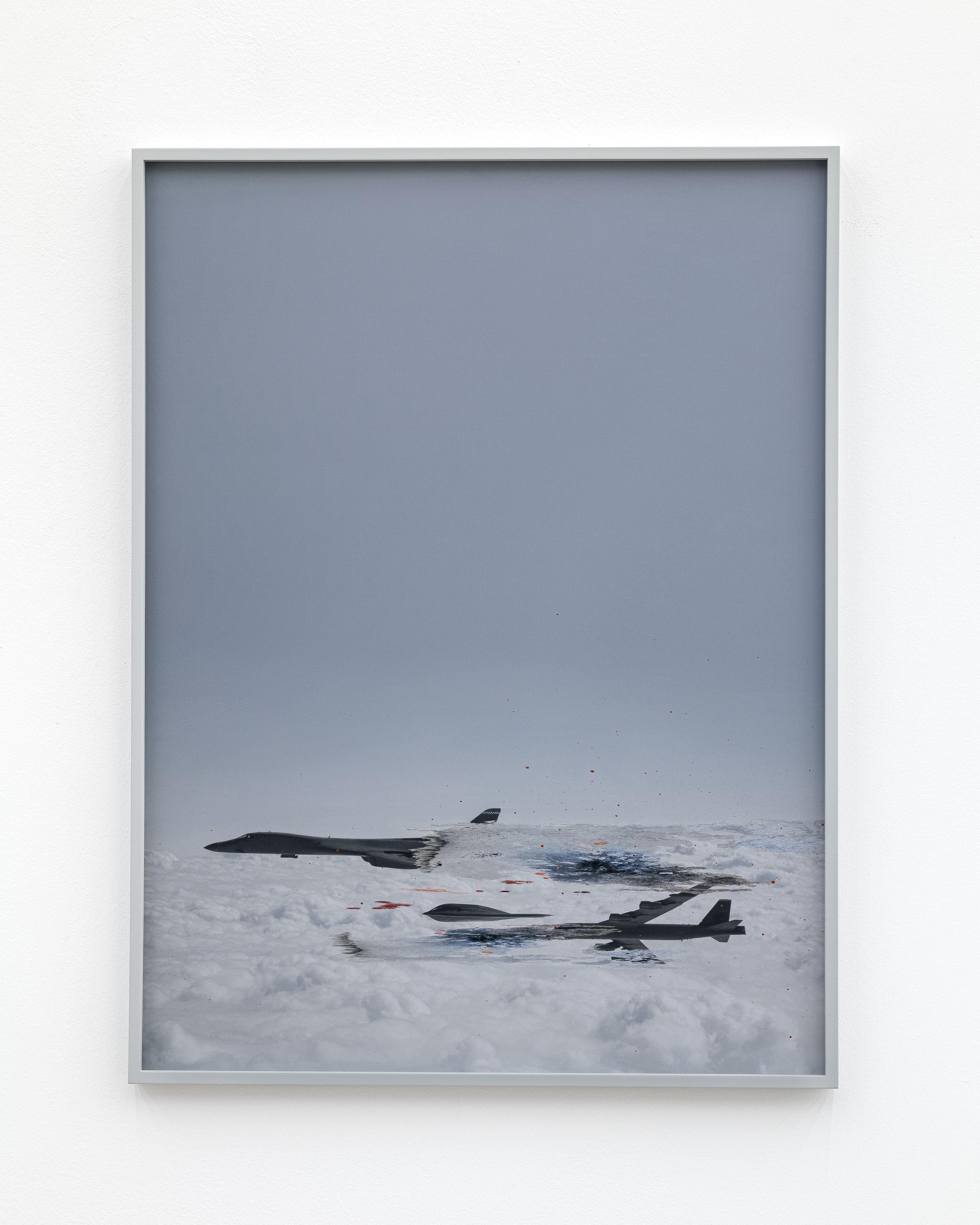 Anna Vogel, trio, 2025, pigment print, ink, varnish, frame finished in light gray, 80 Ă 60 cm (3 variations)