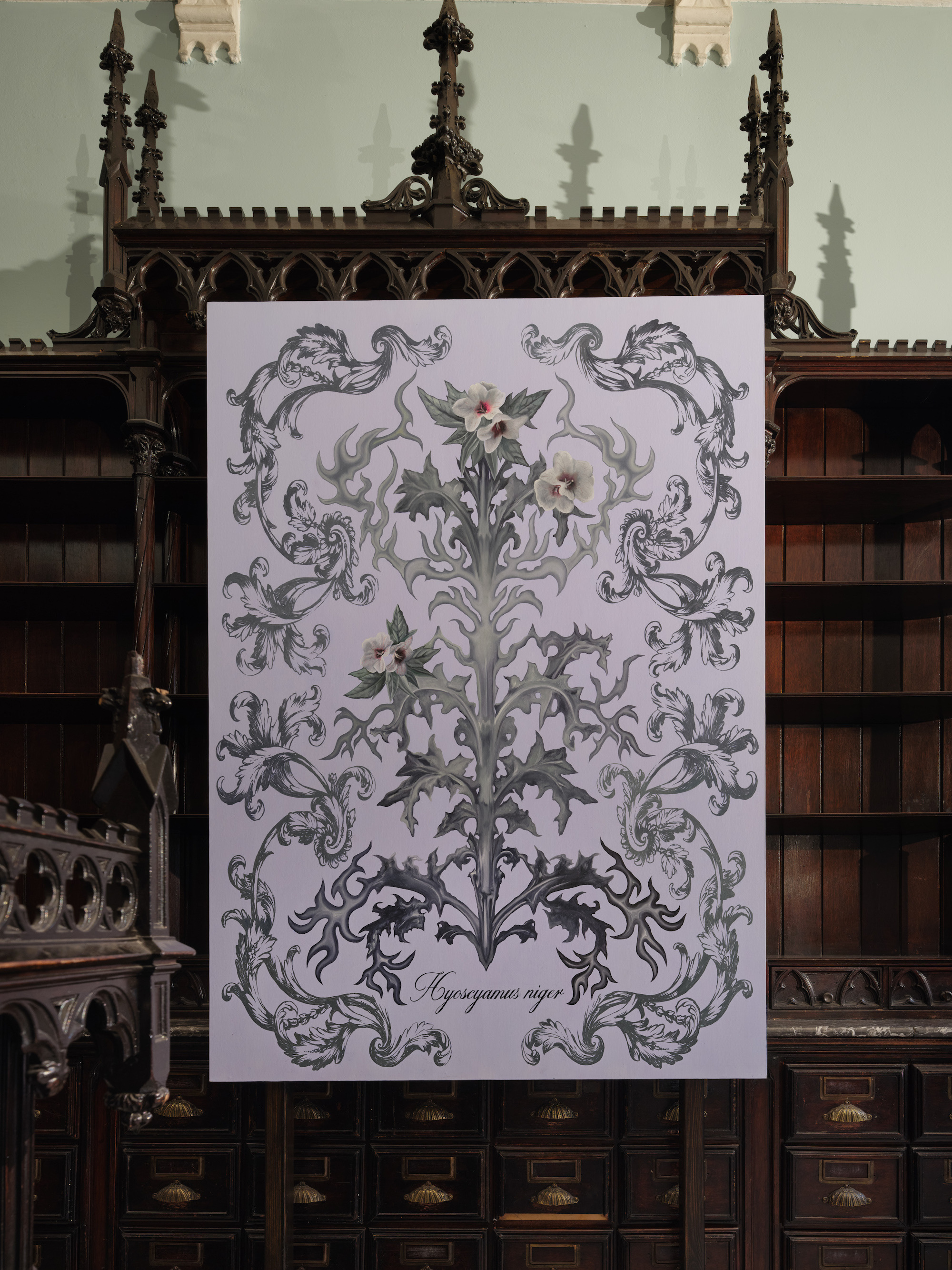 Justyna Baśnik, Black henbane (hyoscyamus niger), 2025, 140x100 cm, oil and acrylic paint on canvas