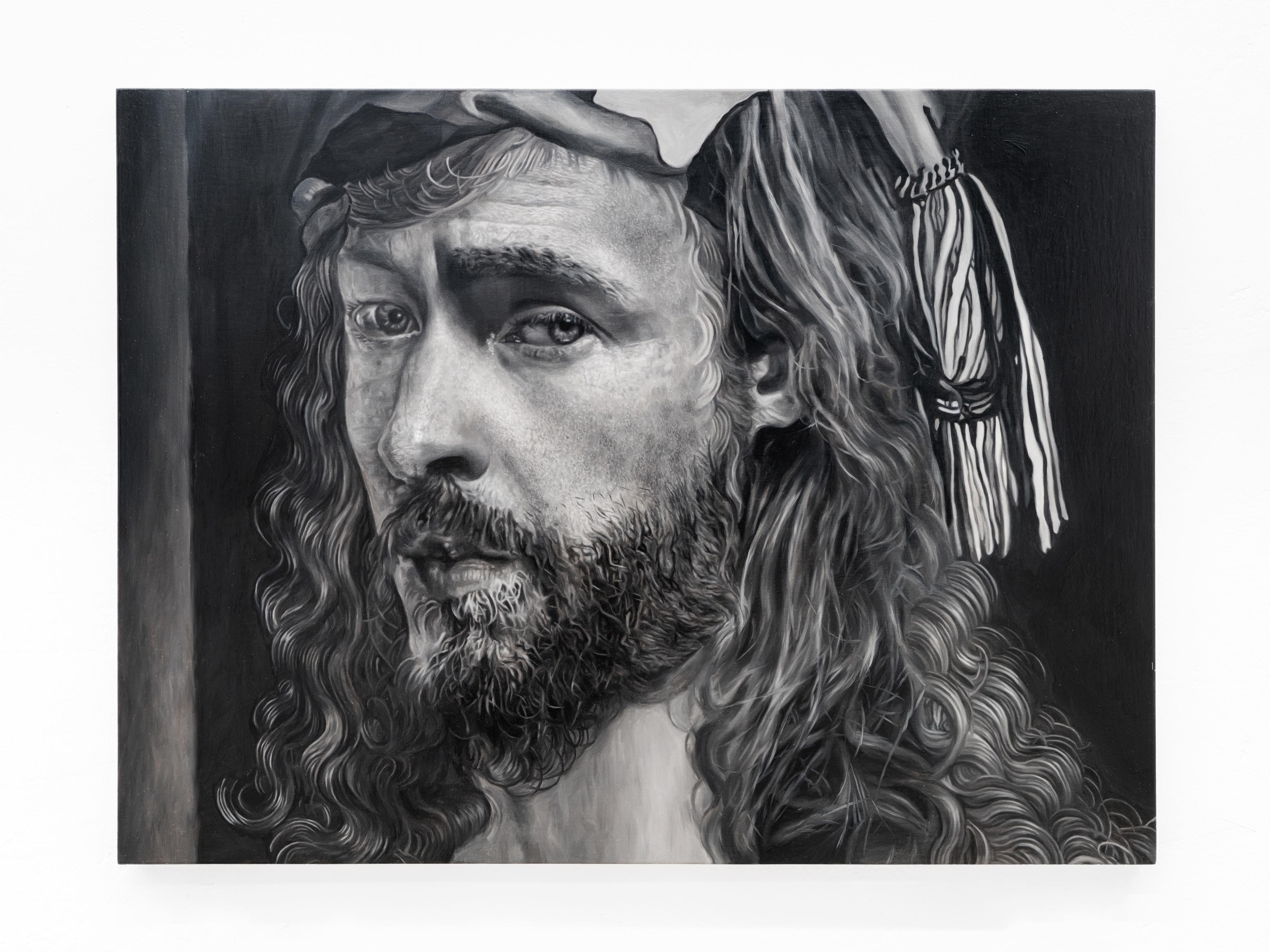 Zhang Shujian, Skin Weave-Durer, 2025, Oil on wood, 60 x 80 cm
