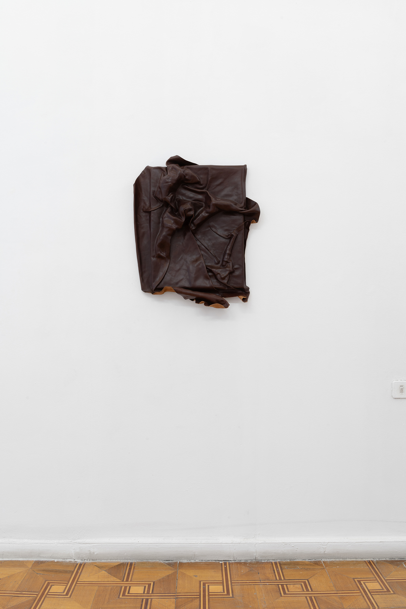 Ana Gzirishvili, Untitled, 2025, Leather, Wood, 77x61x11 cm