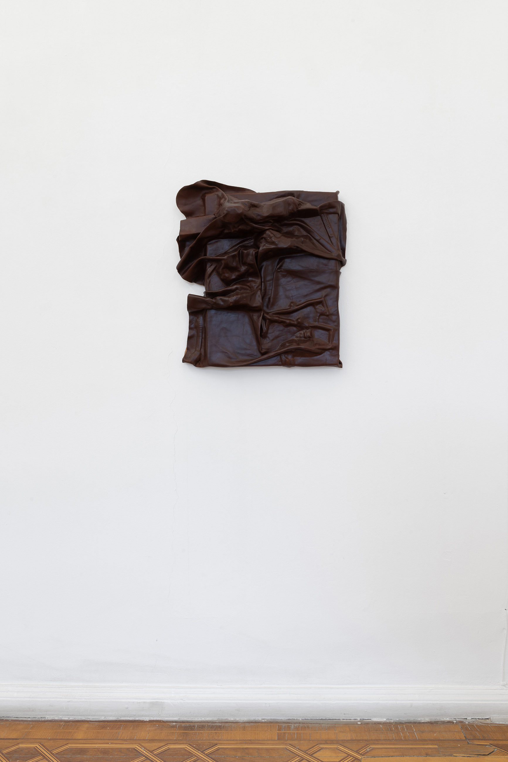 Ana Gzirishvili, Untitled, 2025, Leather, Wood, 64x56x16 cm