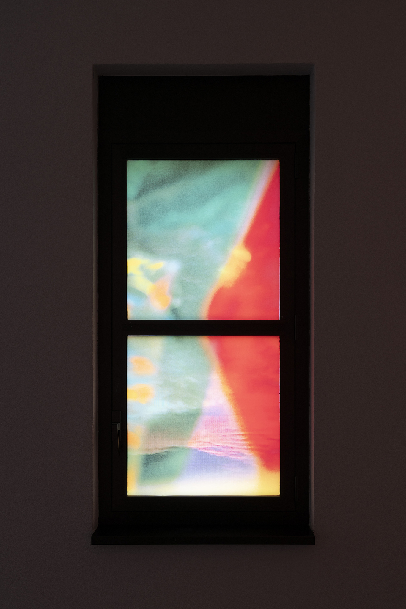 Detail of Rachele Monti, Il cielo in una stanza, 2025. Photographic print on adhesive PVC, 62.50x65.50 cm, 16 pieces. Courtesy of the Artist and La Rada, Locarno. Photography by Riccardo Giancola