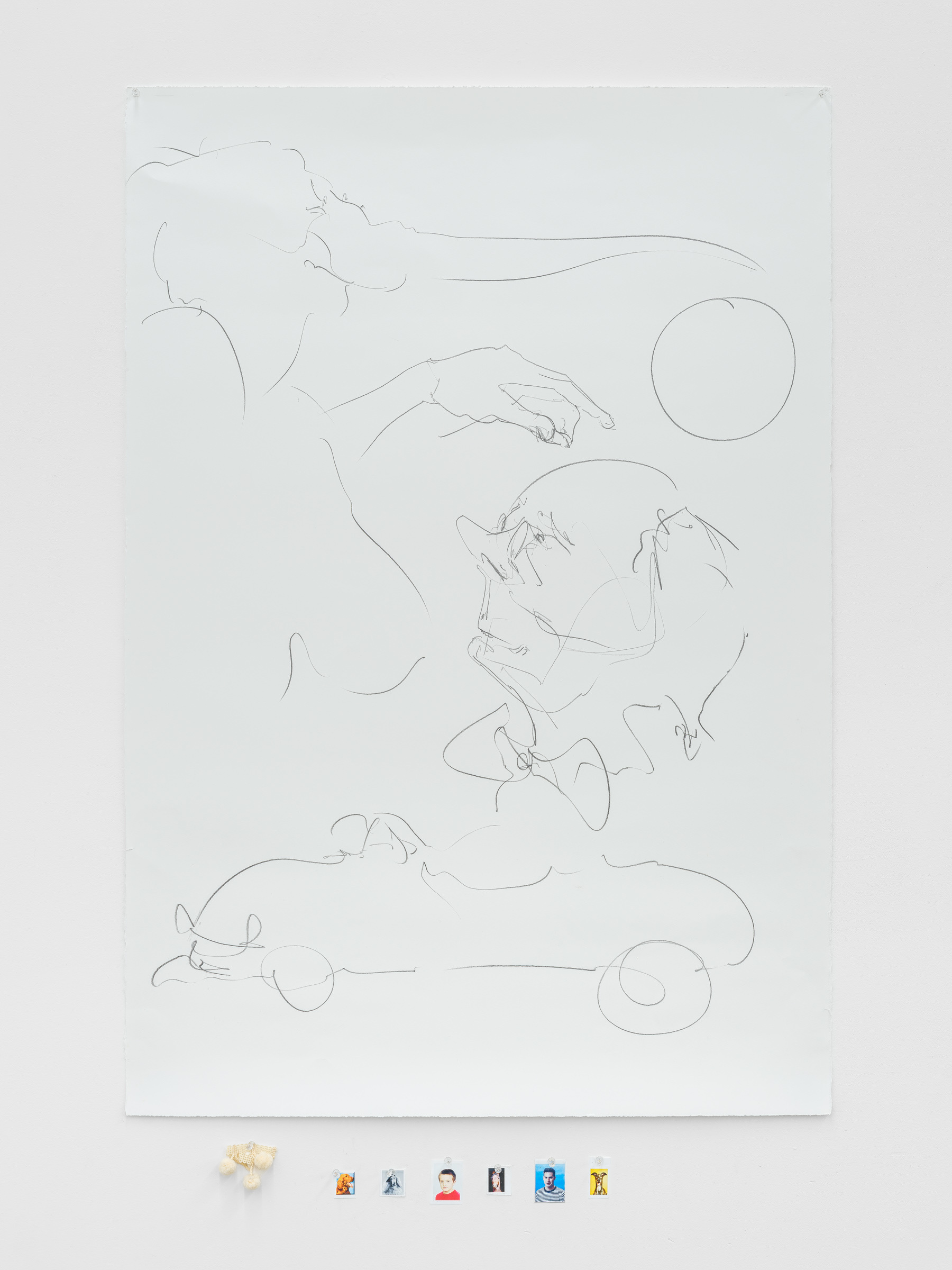 Uri Aran, Rules Of The Road, 2025, Graphite and mixed media on paper, Overall: 142,2 x 76,2 cm / 56 x 30 inches, Drawing: 111,8 x 76,2 cm / 44 x 30 inches - © Uri Aran. Courtesy the Artist and Sadie Coles HQ, London © Grégory Copitet