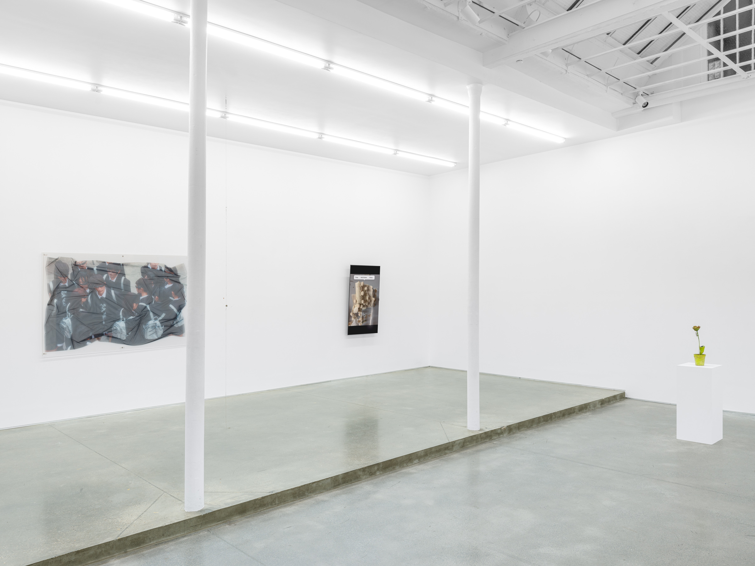 Group show « Props » curated by Marion Coindeau, With Uri Aran, Diane Dal-Pra, Tetsumi Kudō, Shuang Li, Liz Magor and Kirill Savchenkov, Derouillon, Paris, 2025 - Courtesy of the artists and Derouillon, Paris © Grégory Copitet