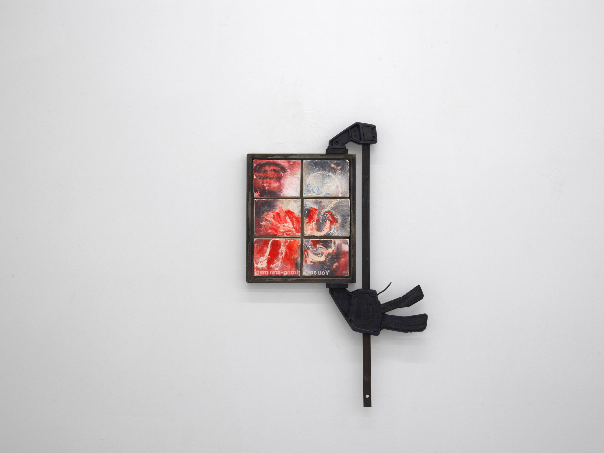 Do not interrogate me - 24.5 x 29 x 3 cm - Laser transfer, strength & pliable stone modeling clay, oil pastel, matte varnish, chemically treated galvanized steel - photo by Fangyang