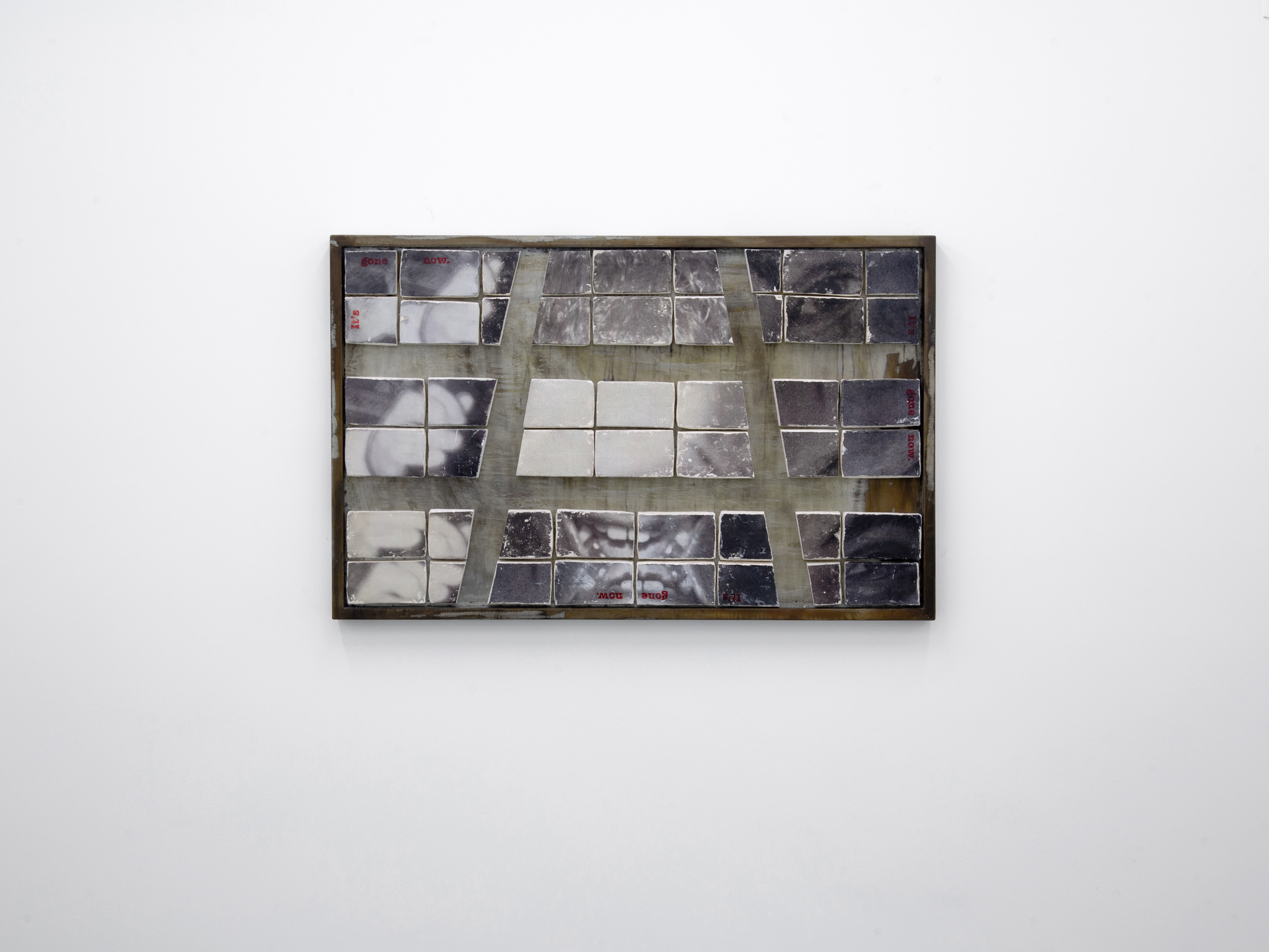 Everywhere and anytime - 70 x 110 x 5 cm - Laser transfer, strength & pliable stone modeling clay, oil pastel, matte varnish, chemically treated galvanized steel - photo by Fangyang