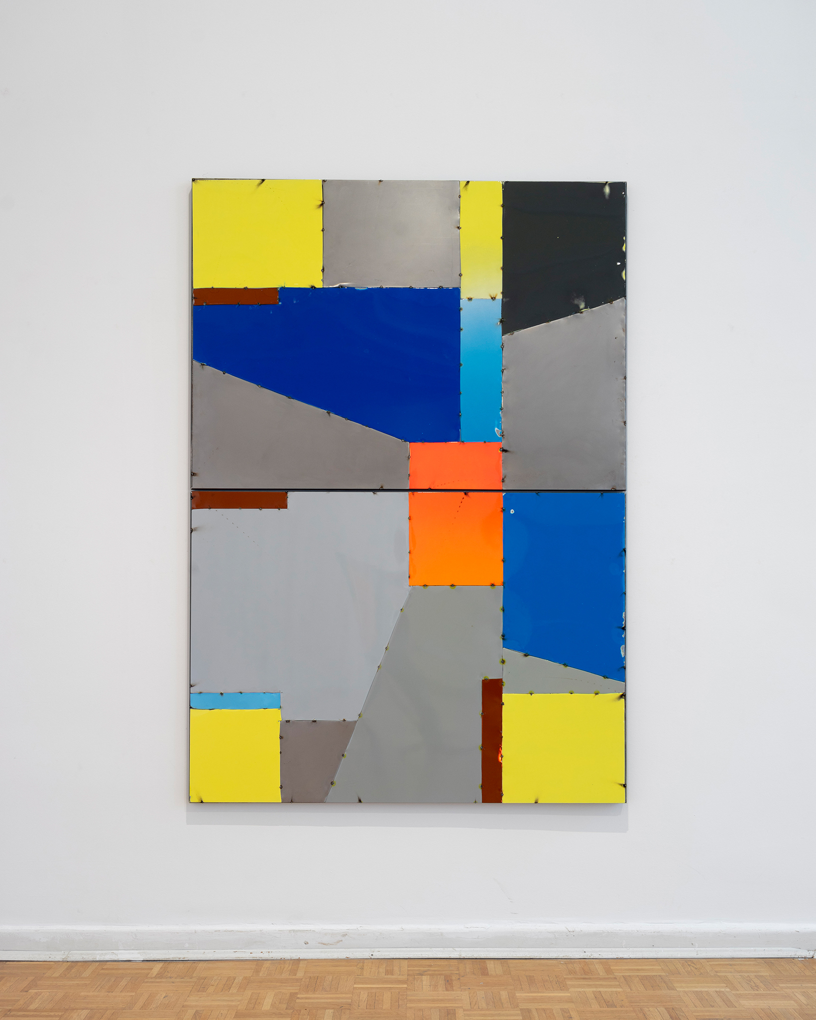 Thilo Jenssen “Blechpainting V“, 2025. Laquer and clear coat on metal sheet, welded on metal frame. 200 x 140 cm