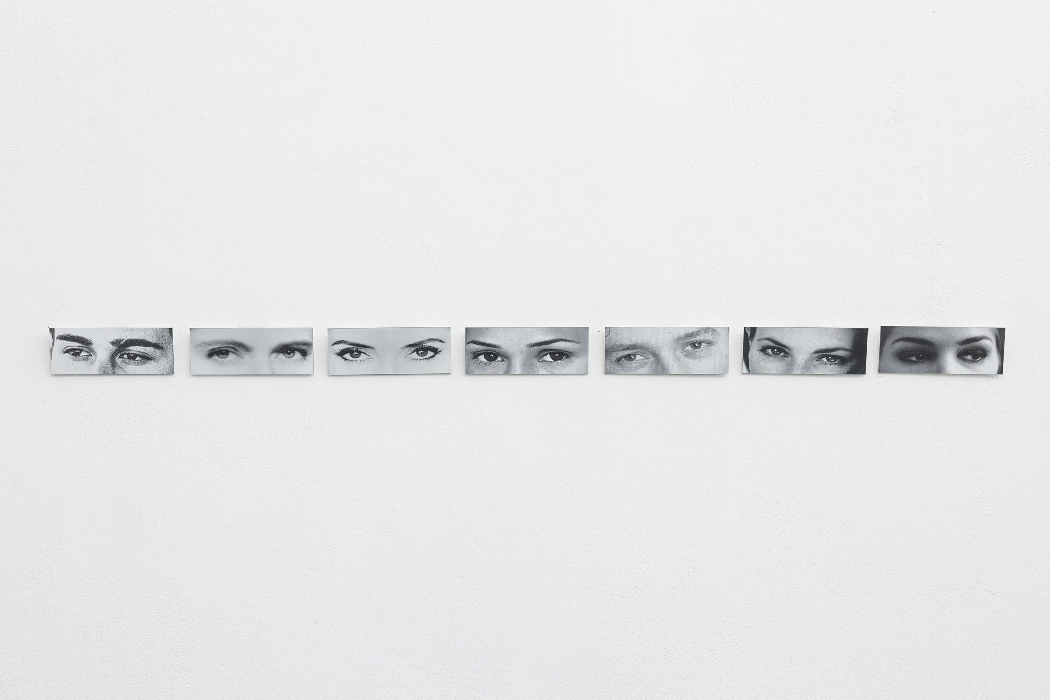 Anaïs Horn, 1–36, Reading the Mind in the Eyes Test (RMET), University of Cambridge, Direktdruck auf Alu-Dibond, 5,8 × 15 cm each.