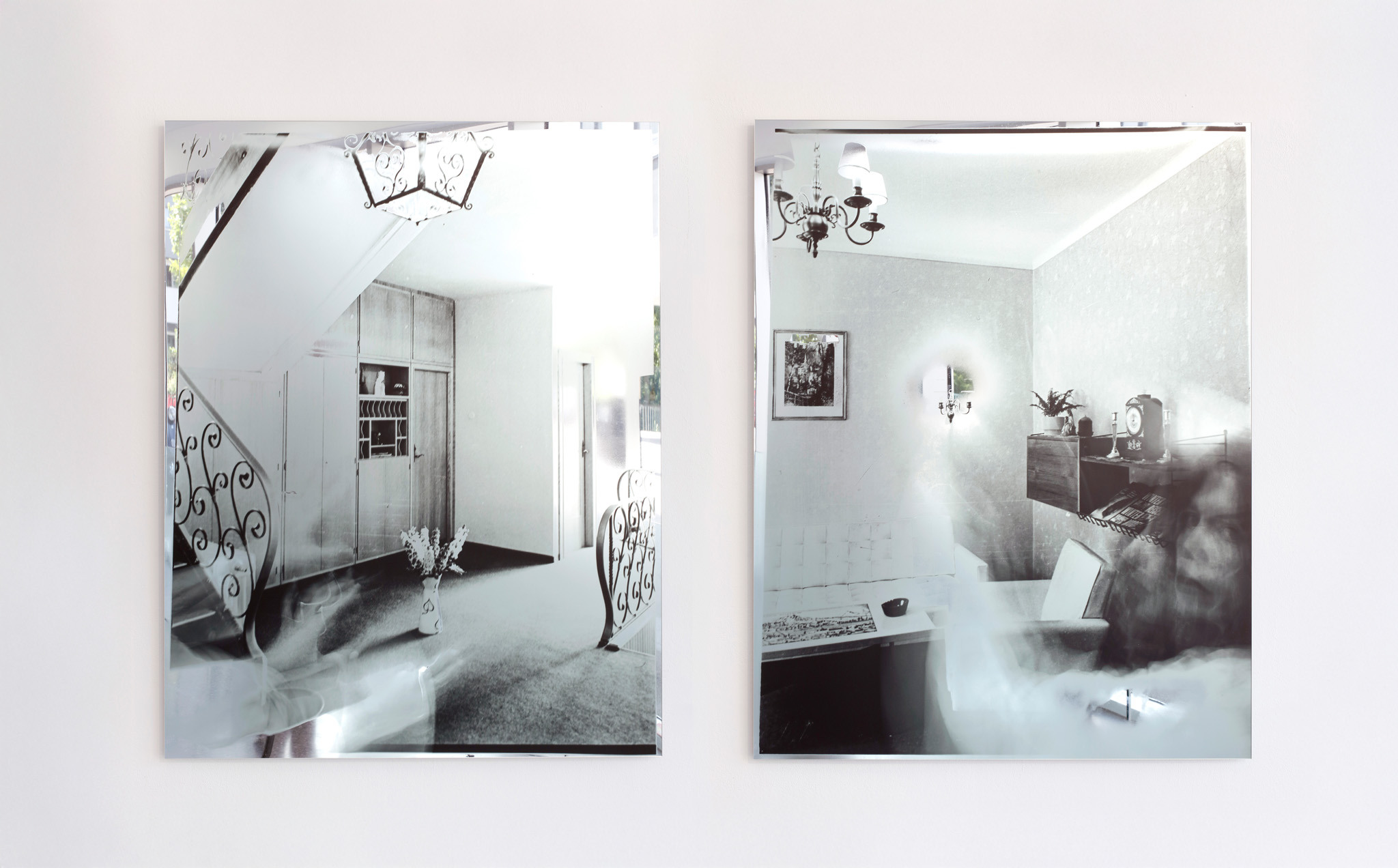 Anaïs Horn, Untitled, from: Talk to Me (Ghost Interiors), 2025, UV print on mirror, 2025, 109 × 85 cm.