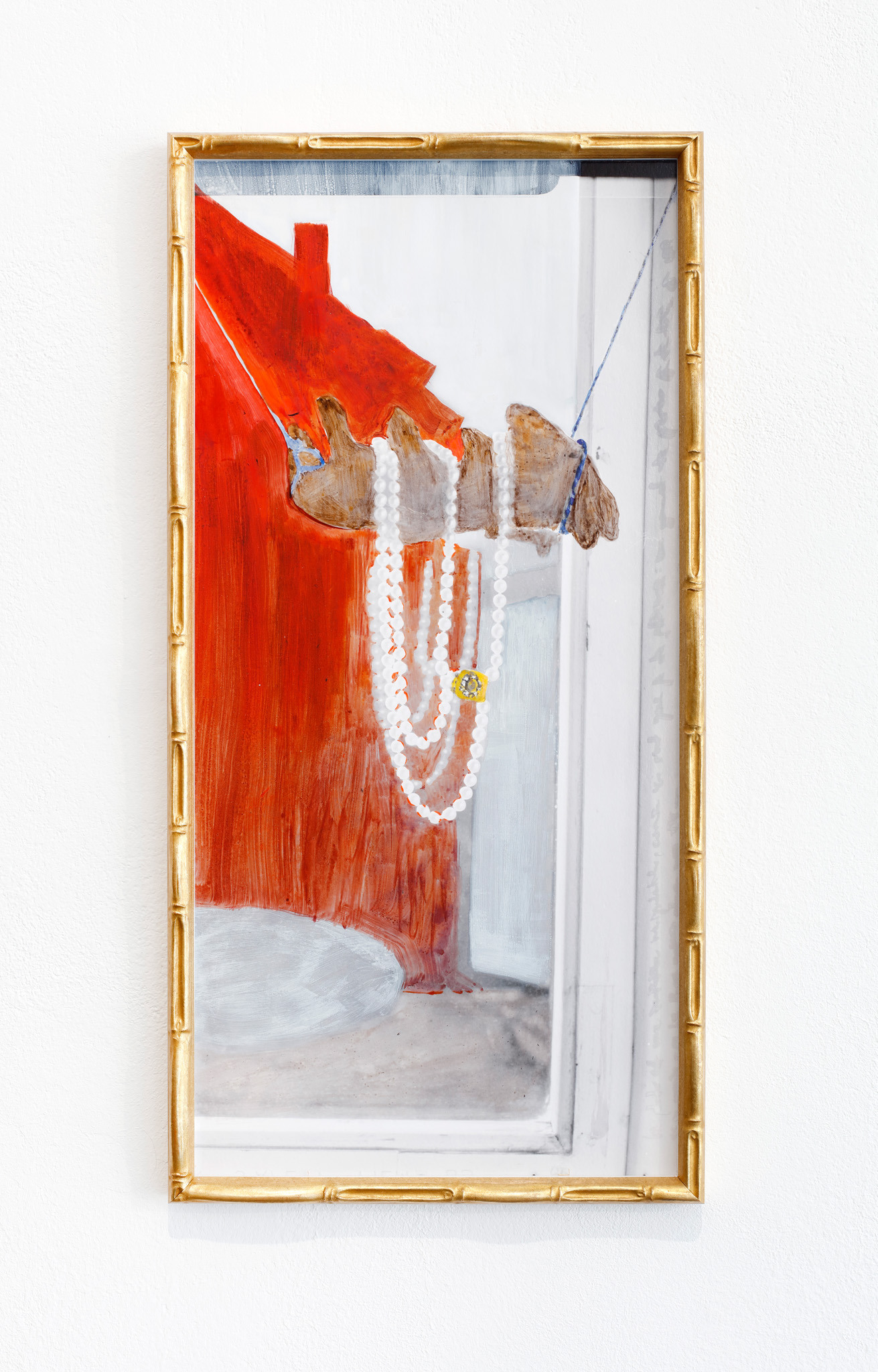 Anaïs Horn.Apotropaion, 2024, egg tempera, inkjet print on Hahnemuehle Fine Art Baryta,  50 × 23 cm, in artist’s frame.