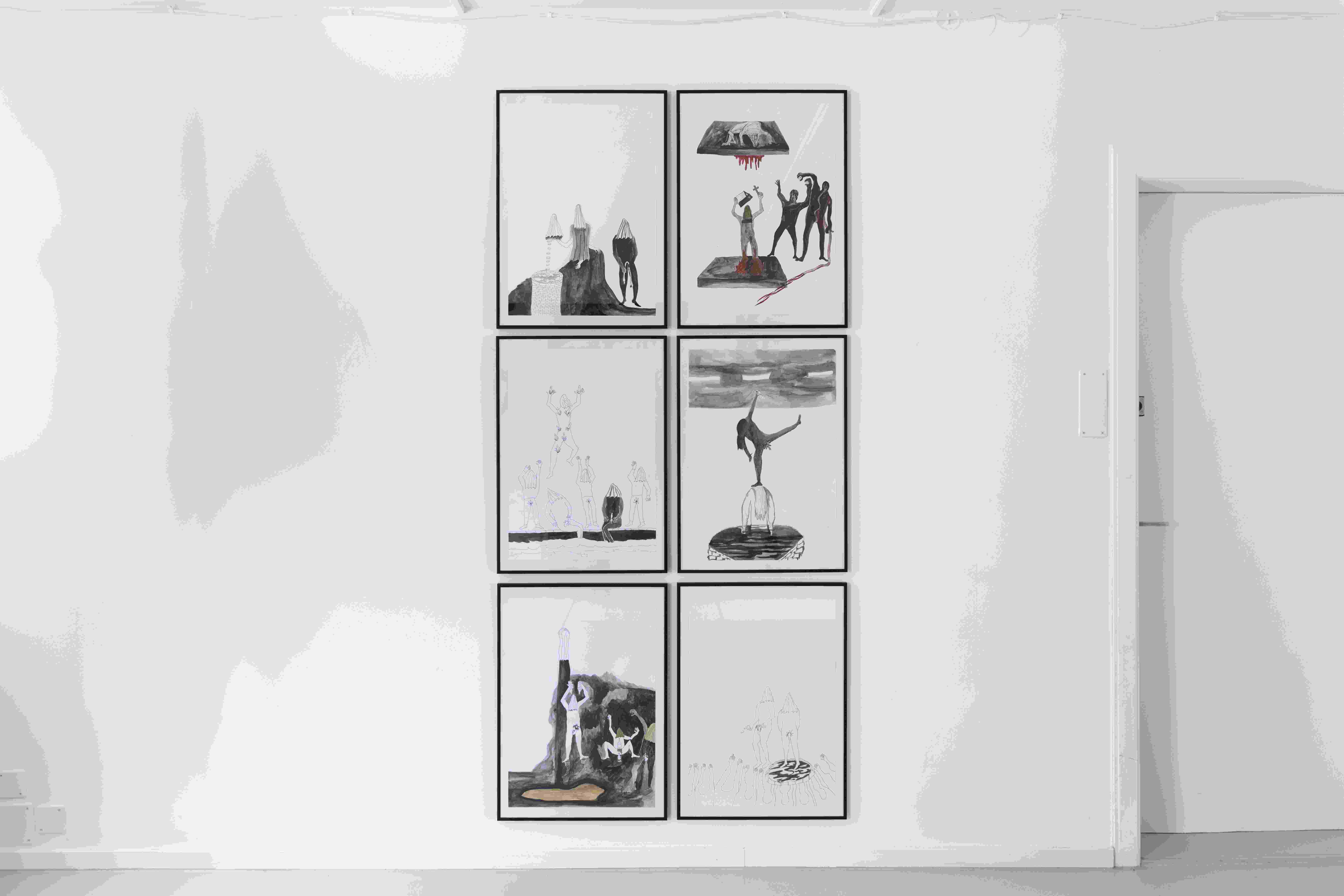 Zeichnung, 2024  Ink on paper, framed  44 × 63 cm each