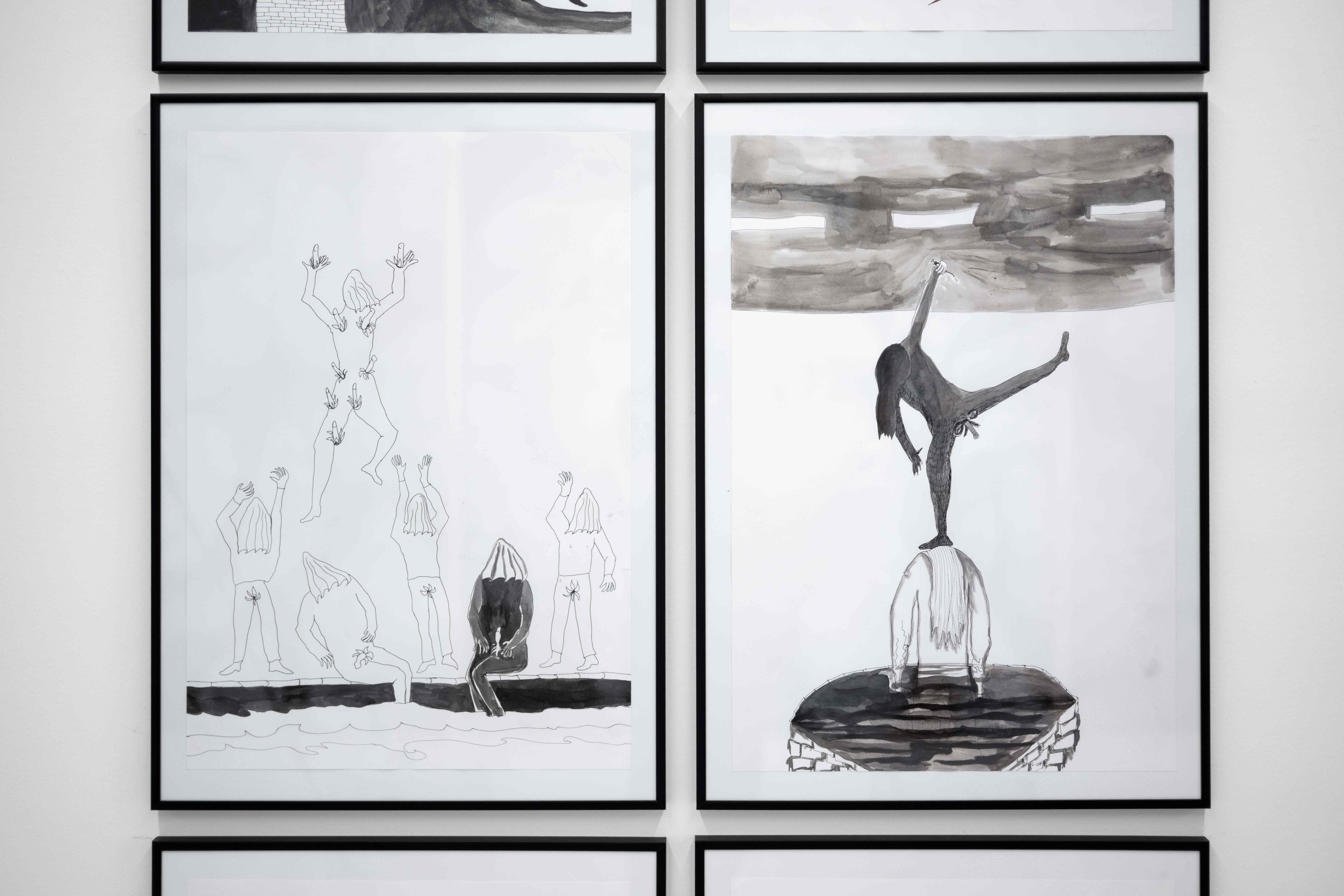 Detail Zeichnung, 2024  Ink on paper, framed  44 × 63 cm each