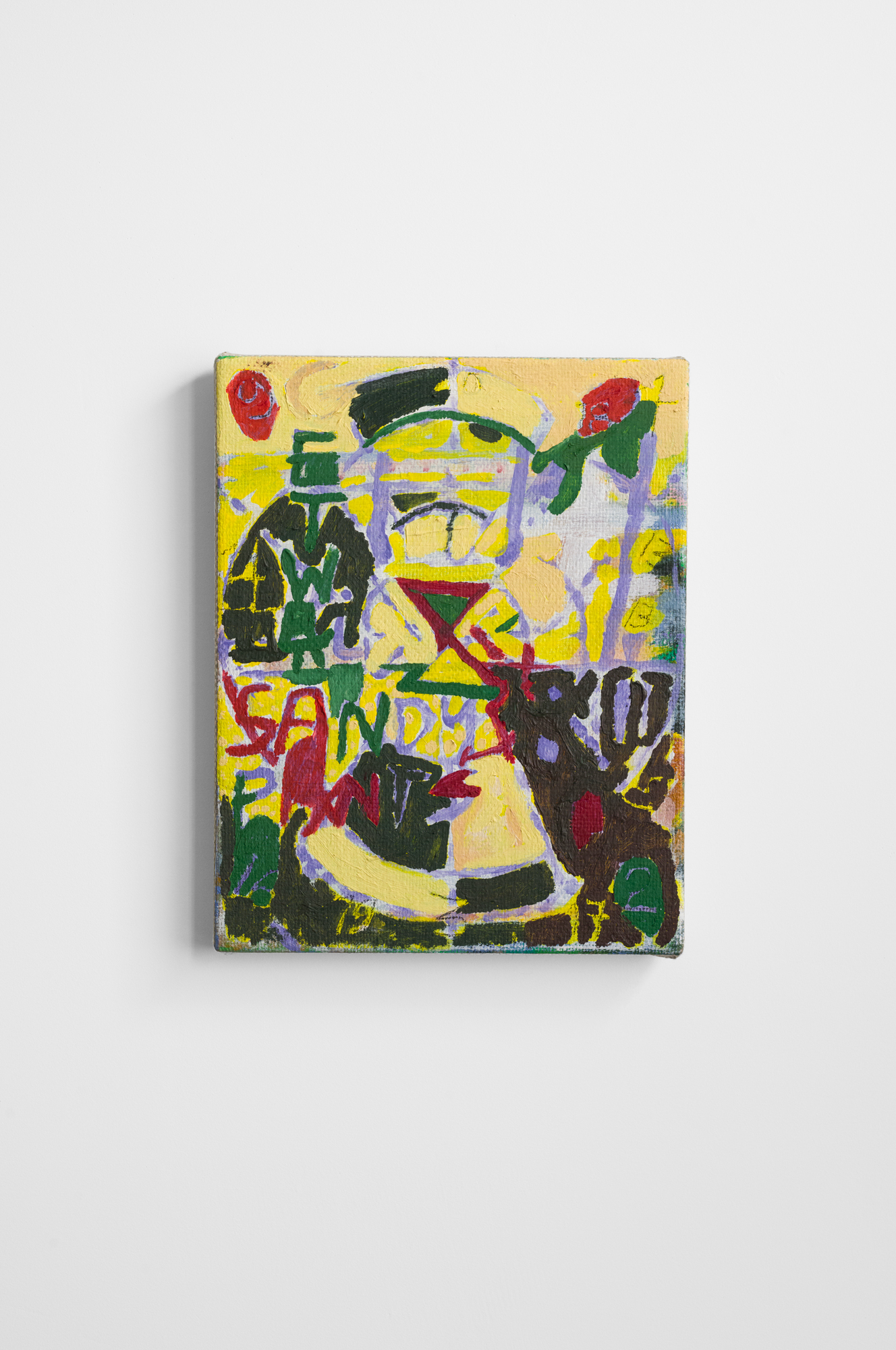 Les Ramsay, The Shape of Lost Sound (2025), Oil on upholstery, 14 x 11in ; 35.56 × 27.94 cm