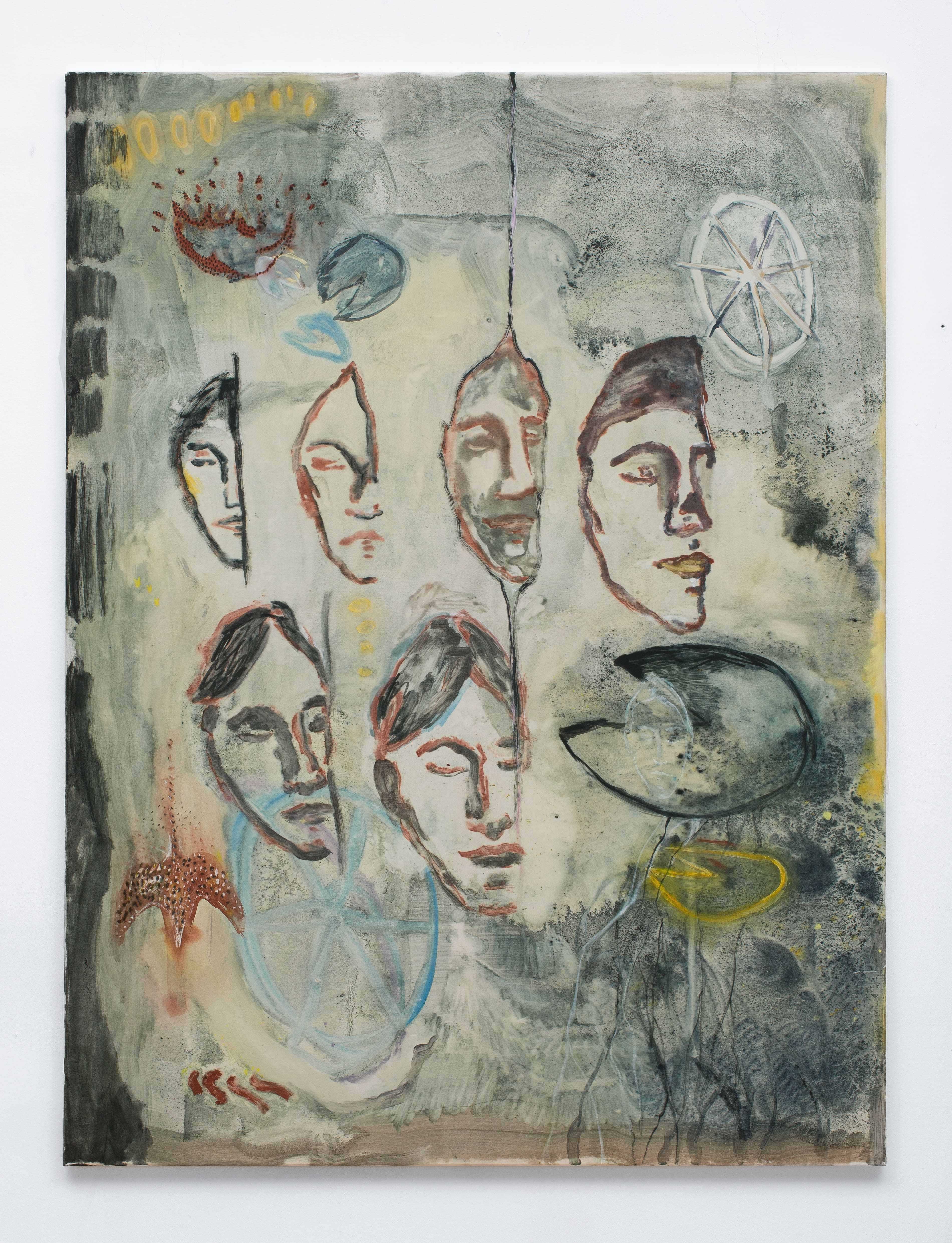 Lily Pond, monotype with earth pigments on silk woven cotton, 160 x 120 cm