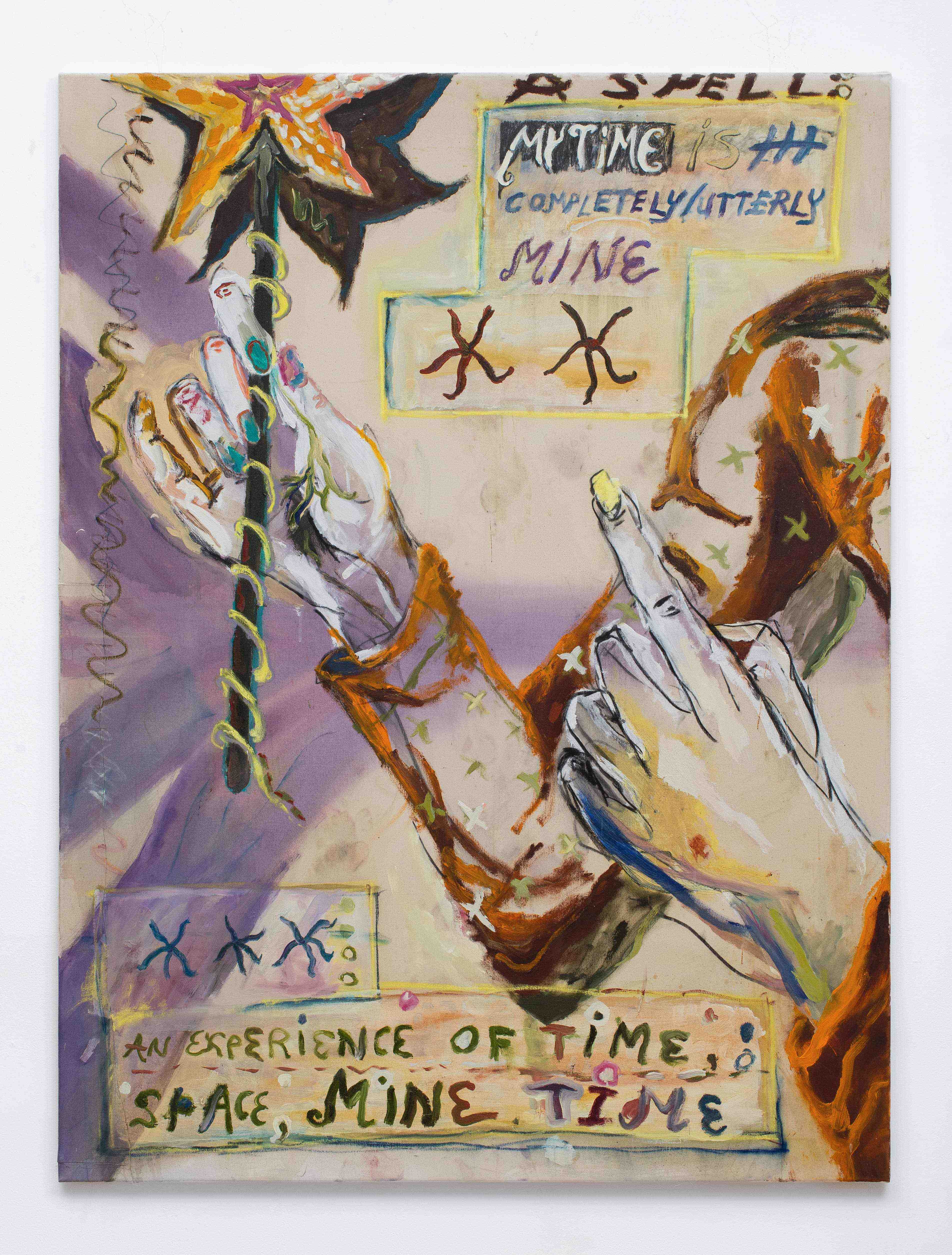 A Time Spell, oil paint, acrylics, charcoal, pastel on canvas, 160 x 120 cm