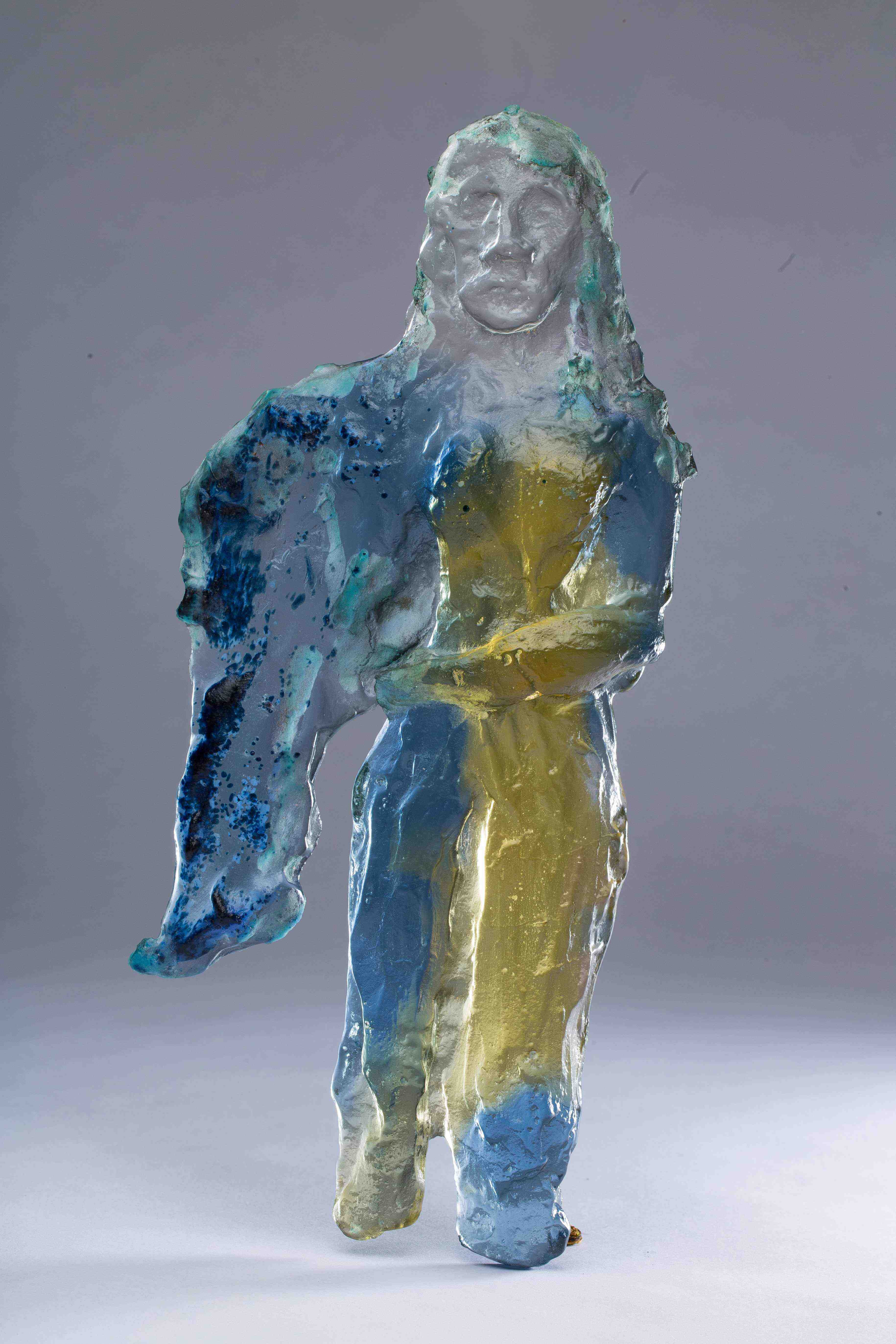 one winged angel, kiln casted glass