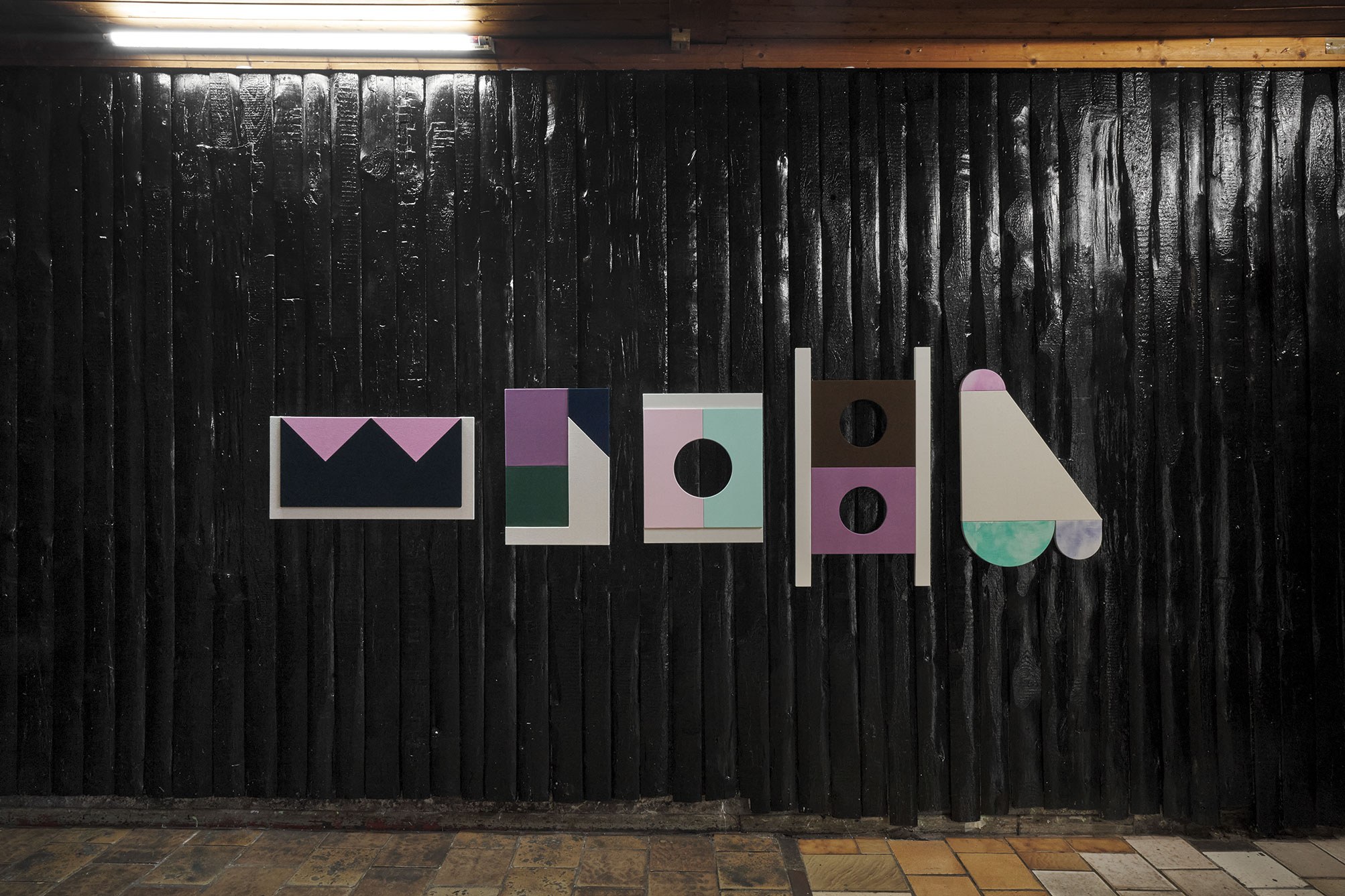 Tobias Maring, untitled (five works), 2021–2024, canvas on MDF, dimensions between 34,5 × 68 cm and 80 × 45 cm