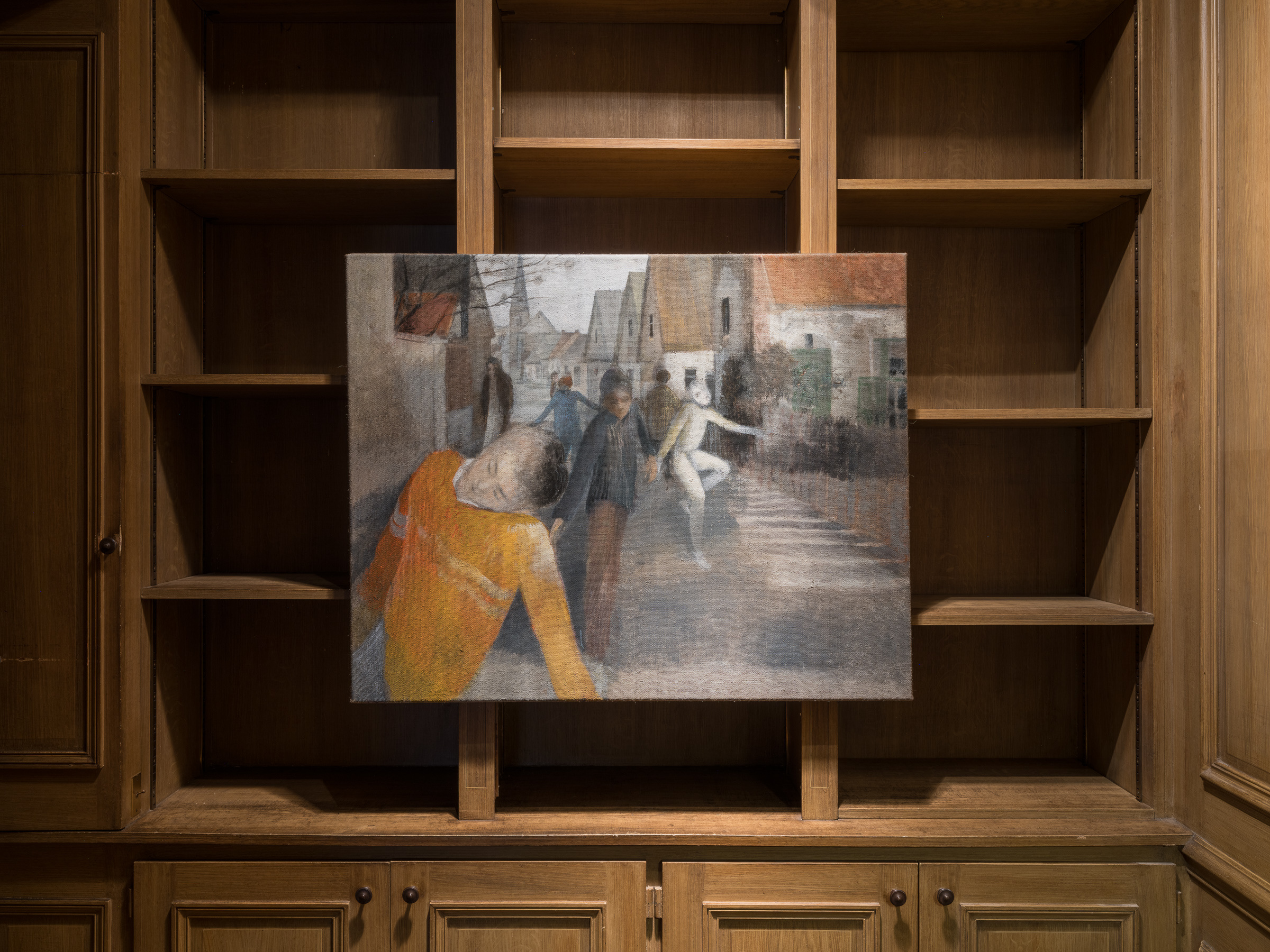 Tomasz Kowalski, untitled, 2025, oil, gouache and pencil on jute, 80 x 100 cm.