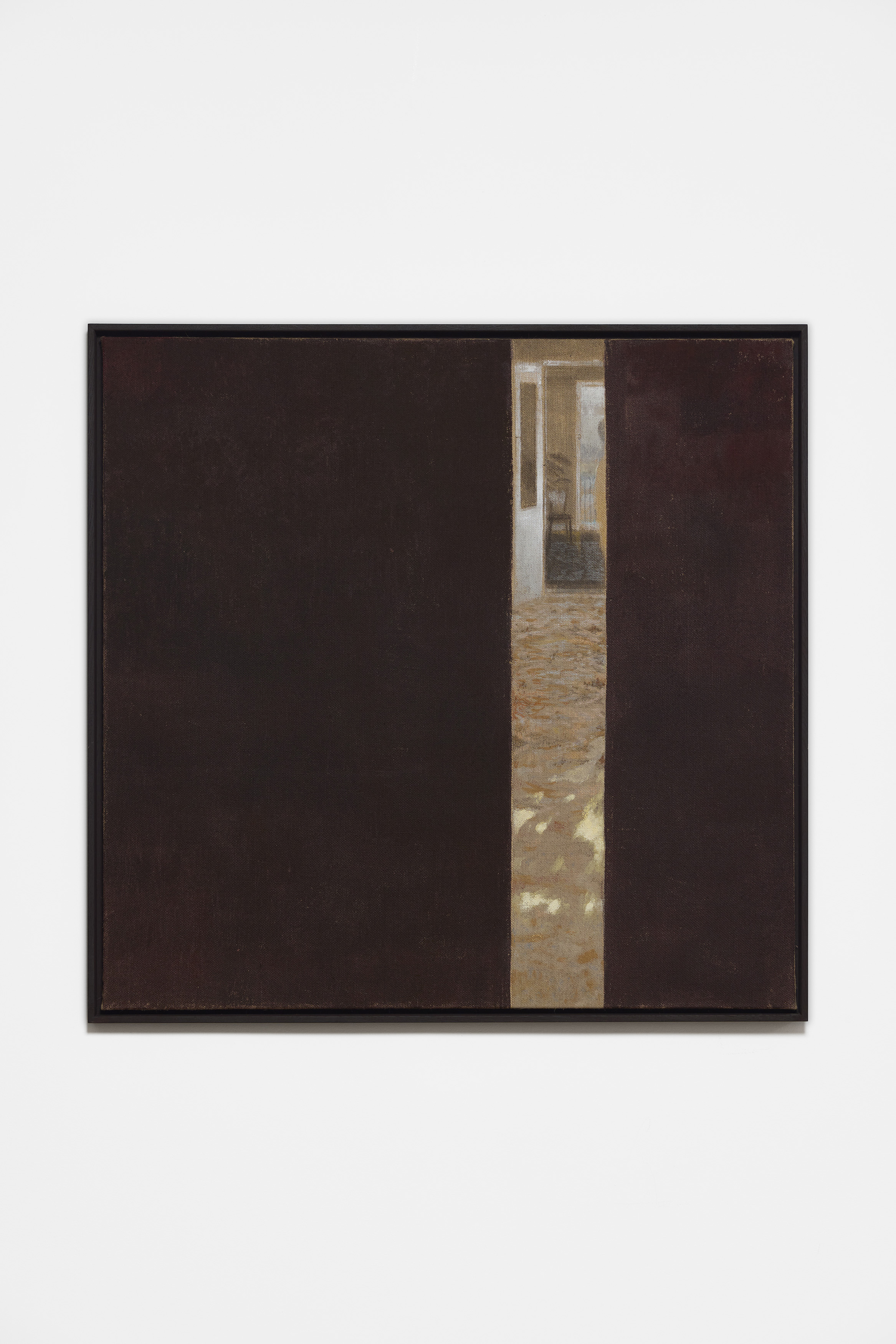 Tomasz Kowalski, untitled (film), 2025, oil, gouache and pencil on jute, 98 x 101 cm.