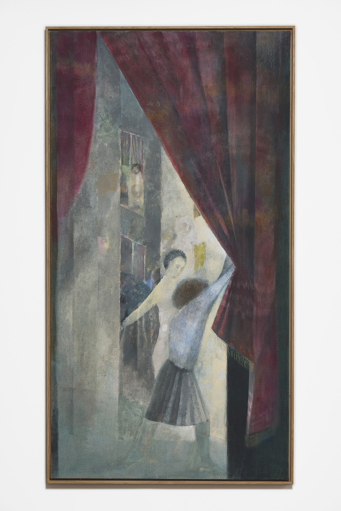 Tomasz Kowalski, untitled, 2025, oil, gouache and pencil on jute, 190 x 100 cm.