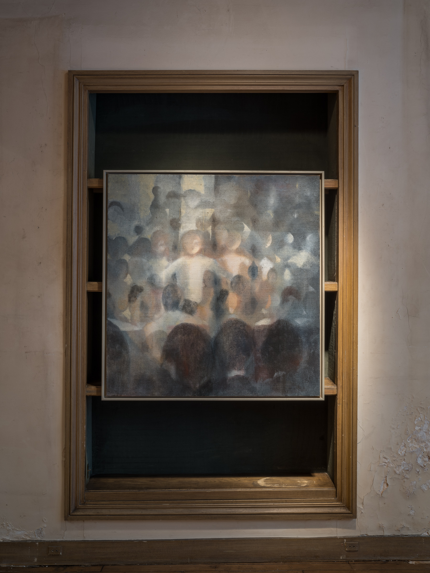 Tomasz Kowalski, untitled, 2025, oil, gouache and pencil on jute, 106 x 102 cm.