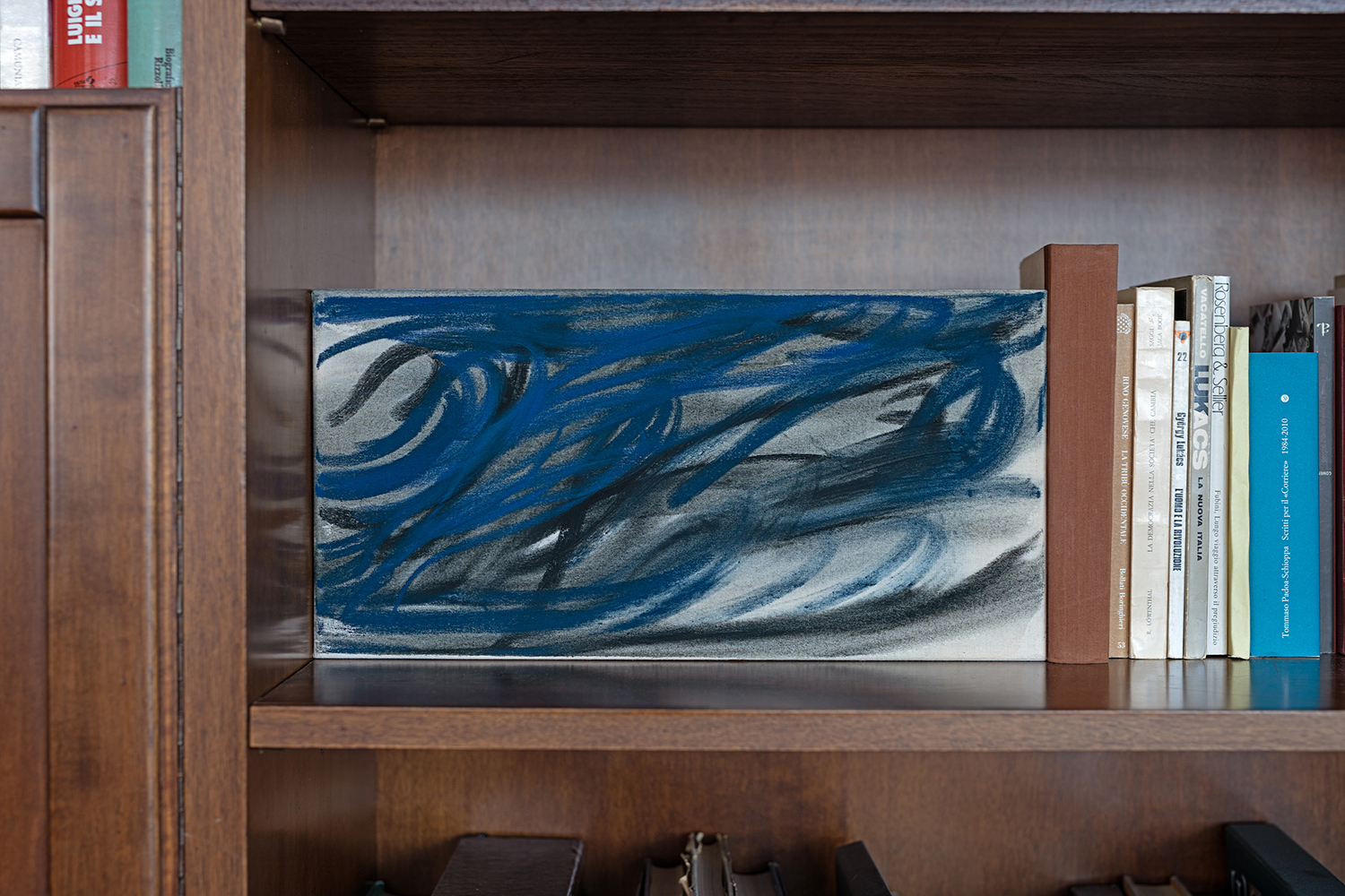 Alina Vergnano  Occurring as it lasts,2025 Dry pastel and water on cotton 20 x 40 cm