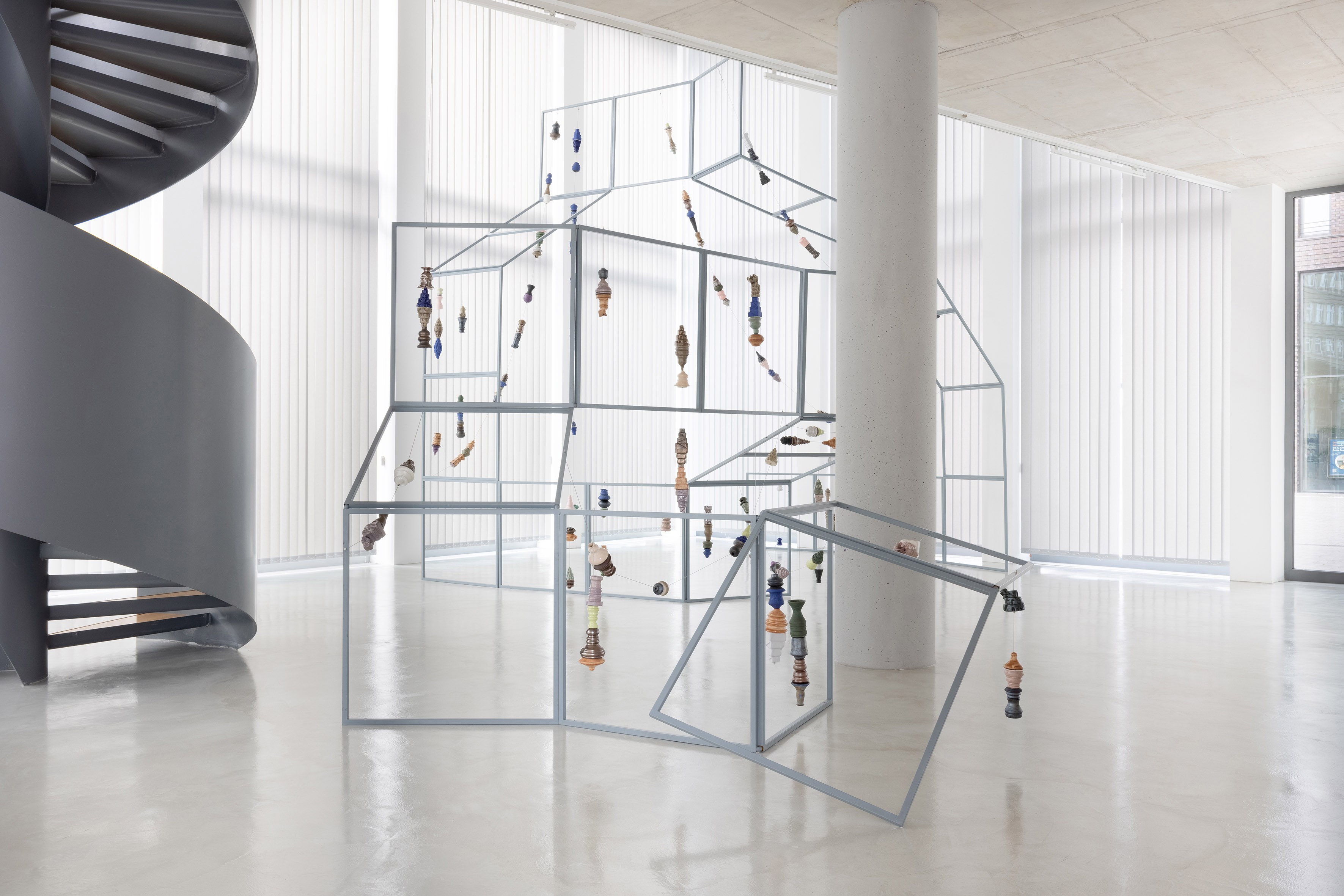 Mariana Castillo Deball, Stringing Beads (2025), installation view, Dortmunder Kunstverein, 2025. Photo: Jens Franke.  Courtesy the artist