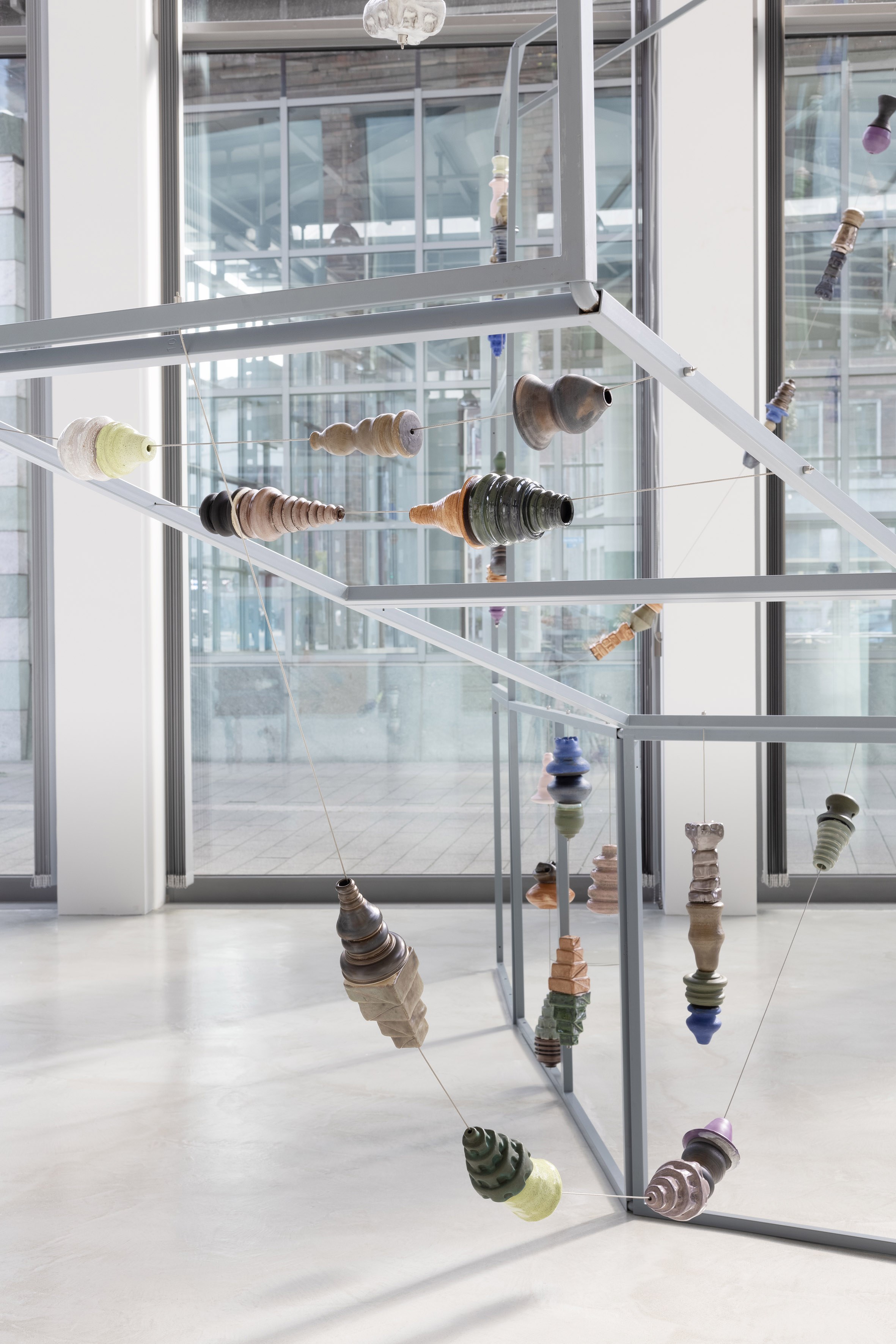 Mariana Castillo Deball, Stringing Beads (2025), installation view (Detail), Dortmunder Kunstverein, Photo: Jens Franke.  Courtesy the artist