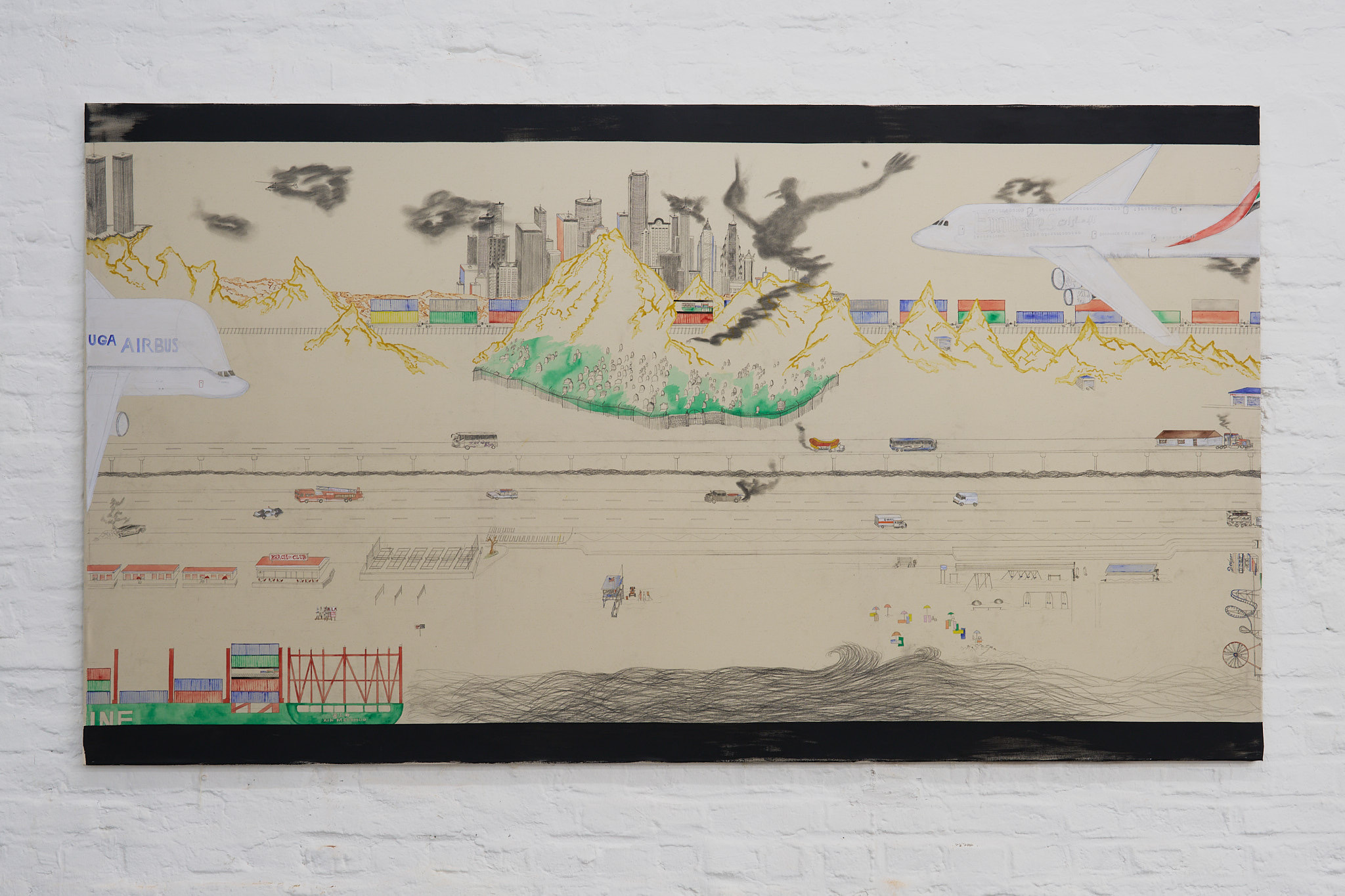 (Untitled) LiminalSpace-LA24/25 2025,Bleistift, Acrylfarbe,Leinwand auf Keilrahmen, 250 cm x 140 cm