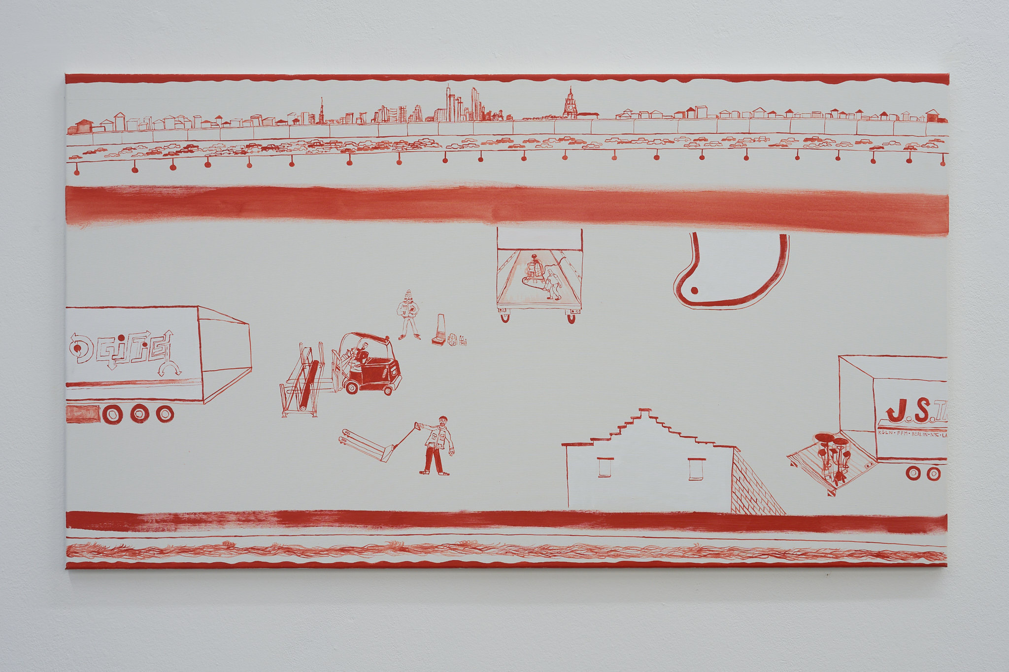 J.S. logistics, Estrel mit Enzo(untitled),2024, acrylic paint, 84x 150 cm