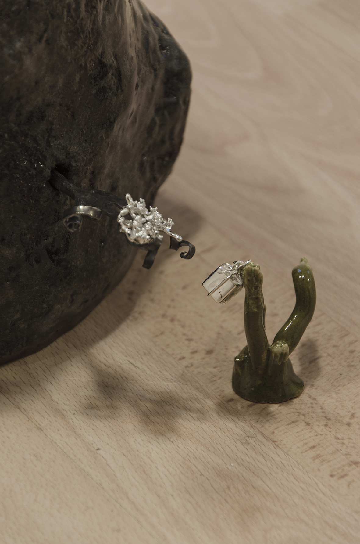 exhibition detail, 2025, ceramics, metal