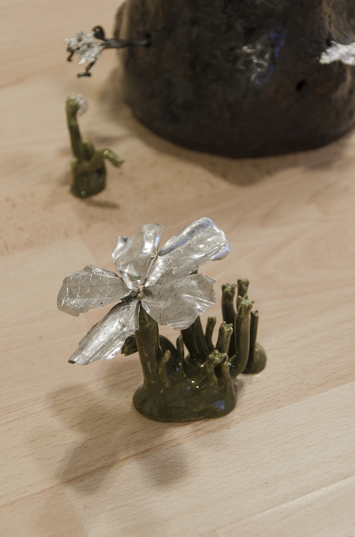 exhibition detail, 2025, ceramics, metal