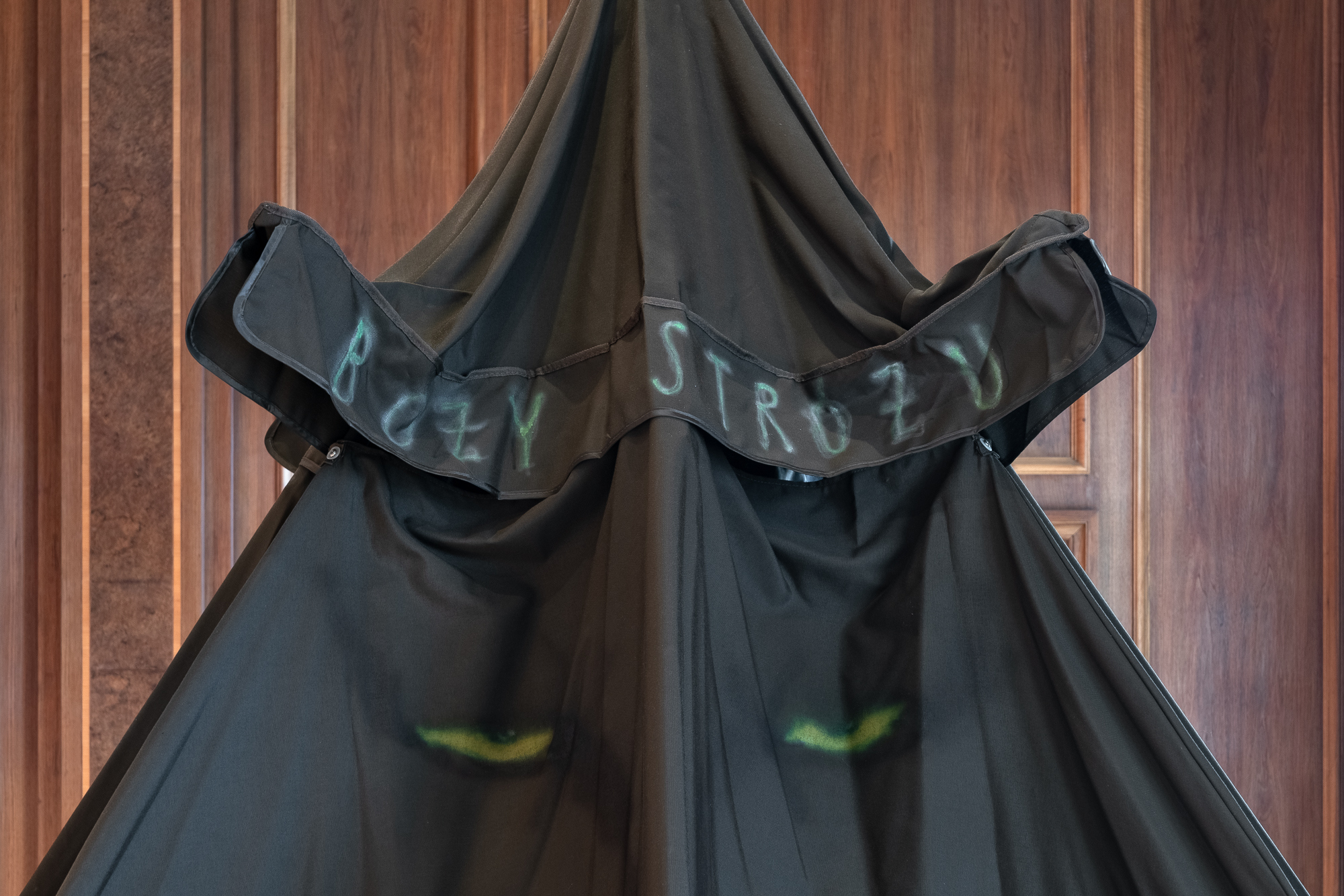 WHAT’S UP (4 NON BLONDES), 2025 acrylic, airbrush, garden umbrella, 300 × 150 × 150 cm